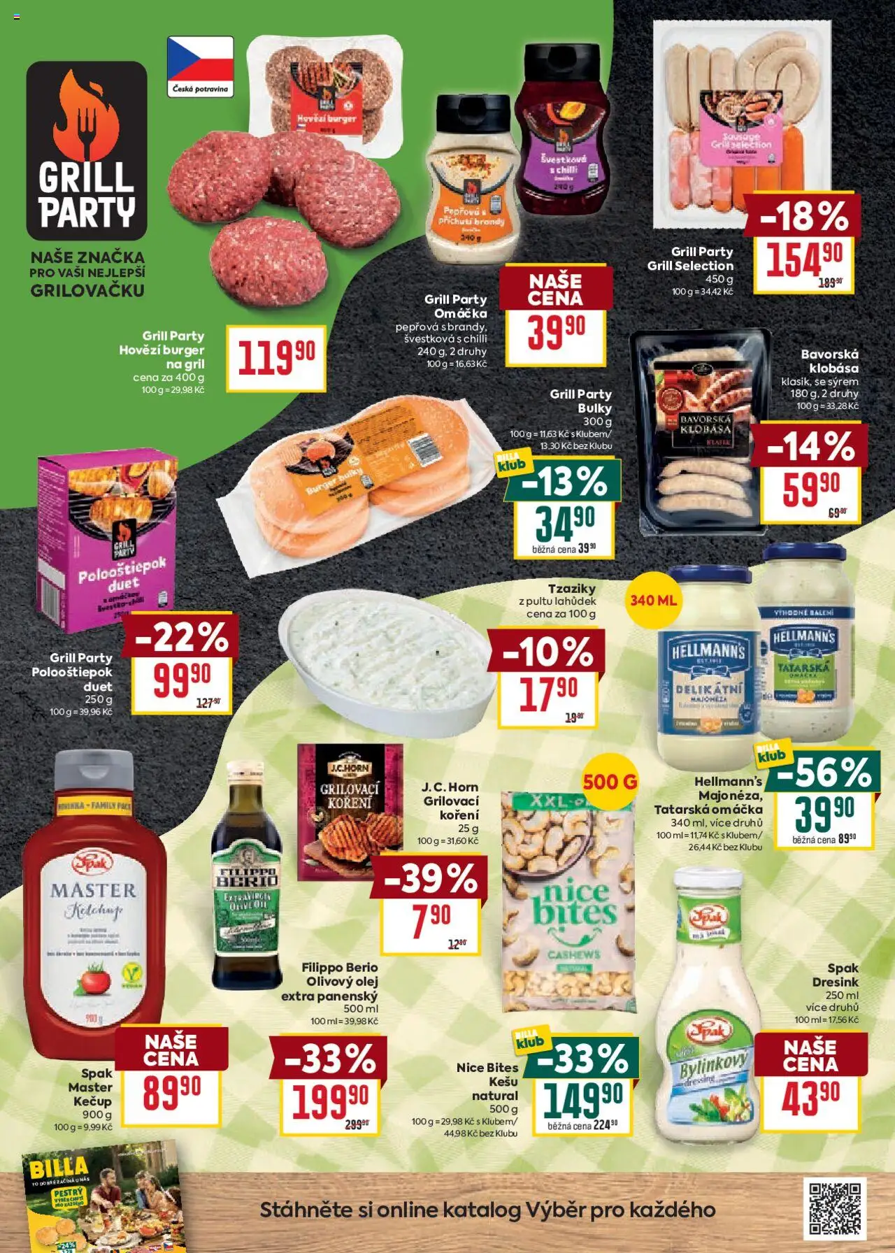Billa Velký leták od 02.07.2025 | Strana: 14 | Produkty: Tatarská omáčka Hellmann's, Kešu, Koření, Hovězí burger