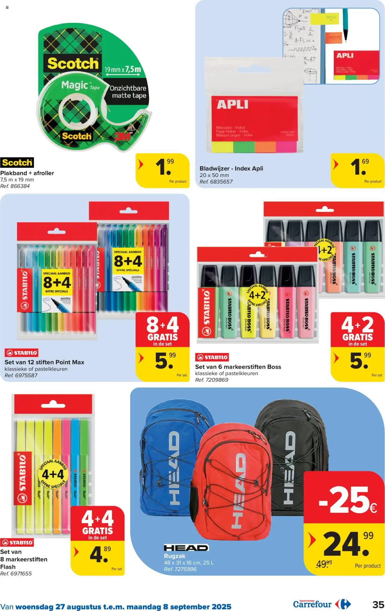  | Pagina: 35 | Producten: Rugzak, Markeerstiften, Tape