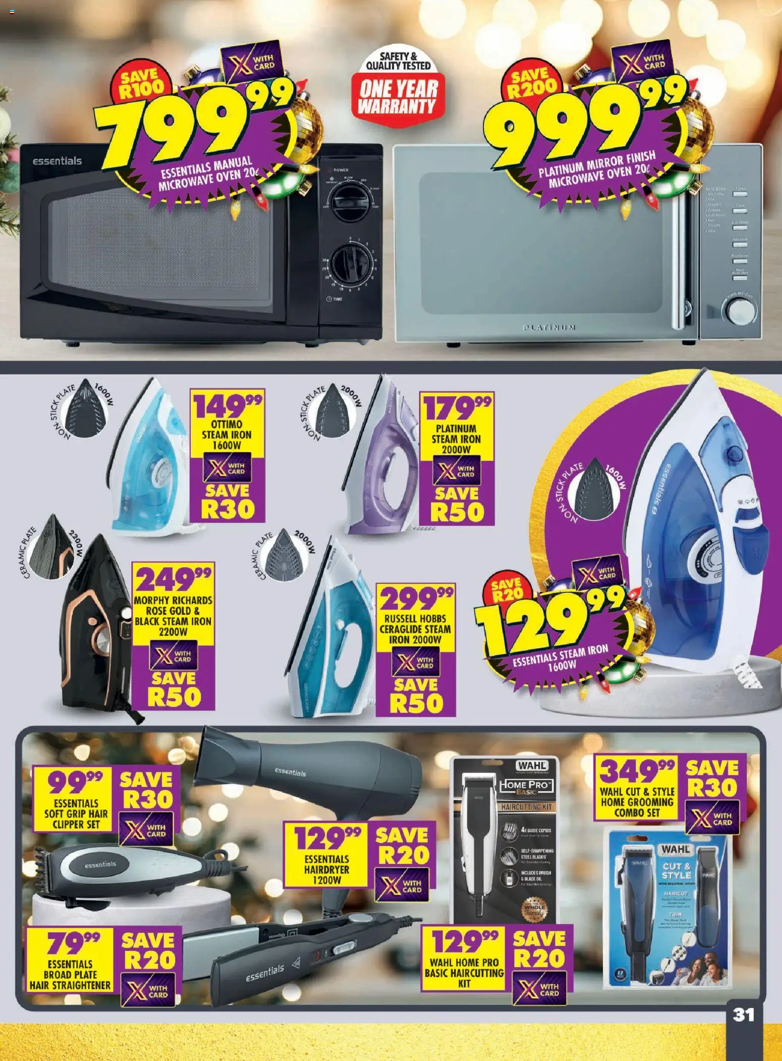 New Shoprite catalogue – valid from 24.11.2025 | Page: 31 | Products: Microwave oven, Iron, Mirror, Brush
