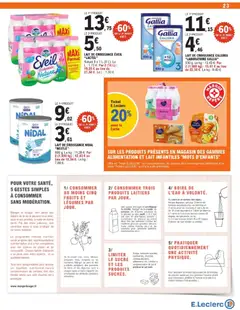 E.Leclerc - Prévisualisation de LAIT DE CROISSANCE ÉVEIL "LACTEL", Nature 8 x 1 L (8 L). Le L: 1,72 €. Par 2 (16 L): 19,25 € au lieu de 27,50 €. Le L: 1,20 € valide à partir de 07.04.2026 | Page: 23 | Produits: Vélo, Sucre, Lait de croissance, Pain