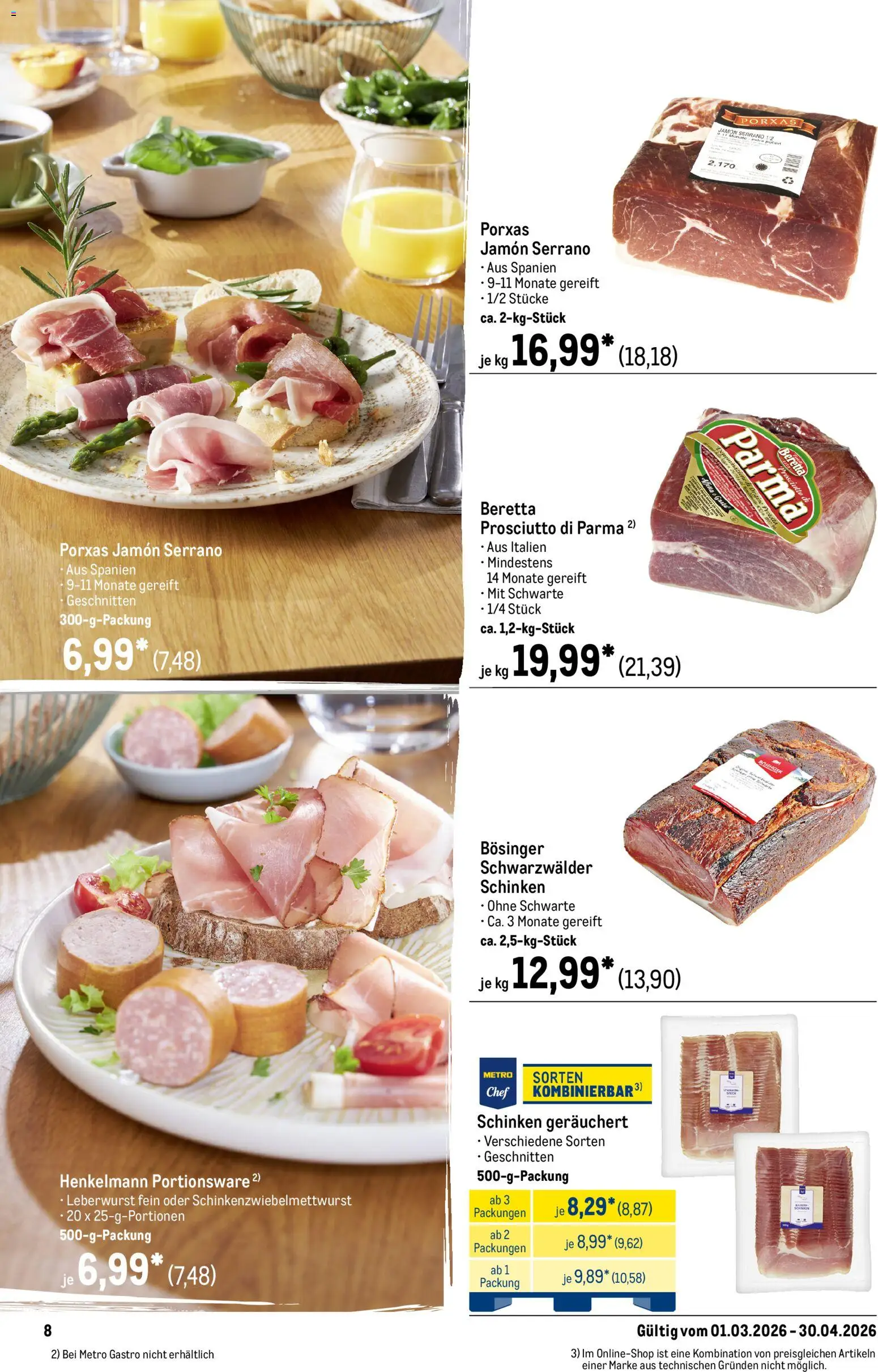 Metro Saisonkatalog Frühlings-Genuss – gültig ab 01.03.2026 | Seite: 8 | Produkte: Schinken