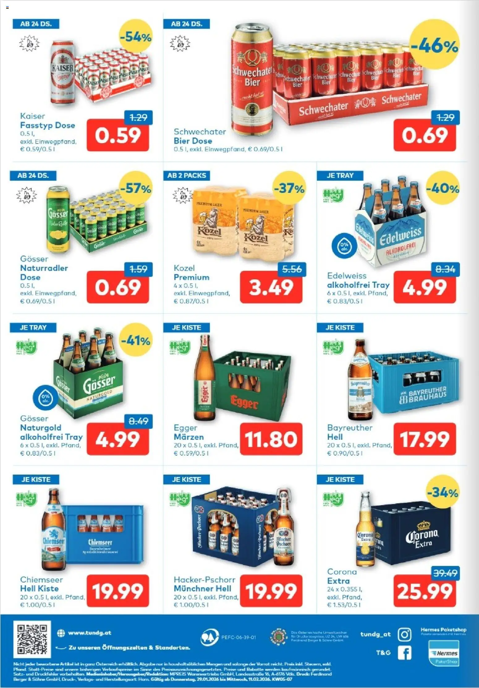 T&G - Tirol gültig ab 29.01.2026 | Seite: 8 | Produkte: Sahne, Bier