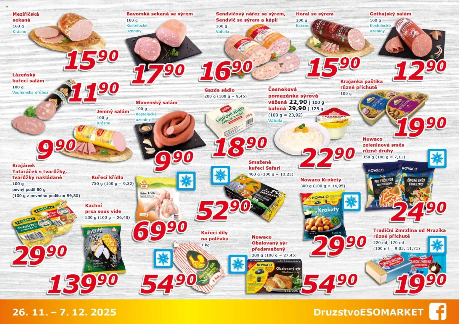Eso market leták od 26.11.2025 | Strana: 4 | Produkty: Zmrzlina, Sekaná, Uzeniny, Paštika