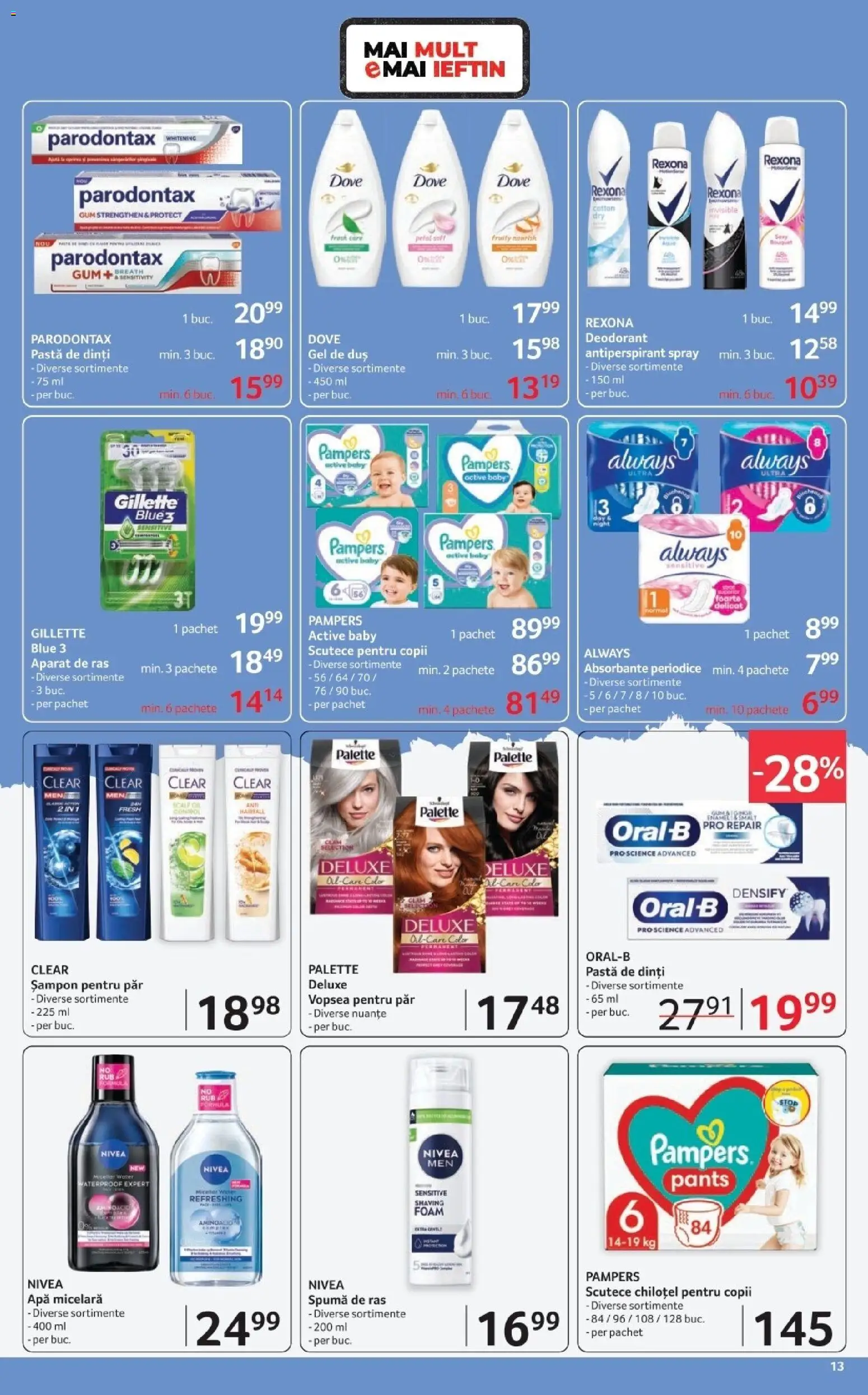 Noul catalog Selgros – valabil de la 06.03.2026 | Pagină: 13 | Produse: Șampon, Spumă de ras, Antiperspirant, Apă