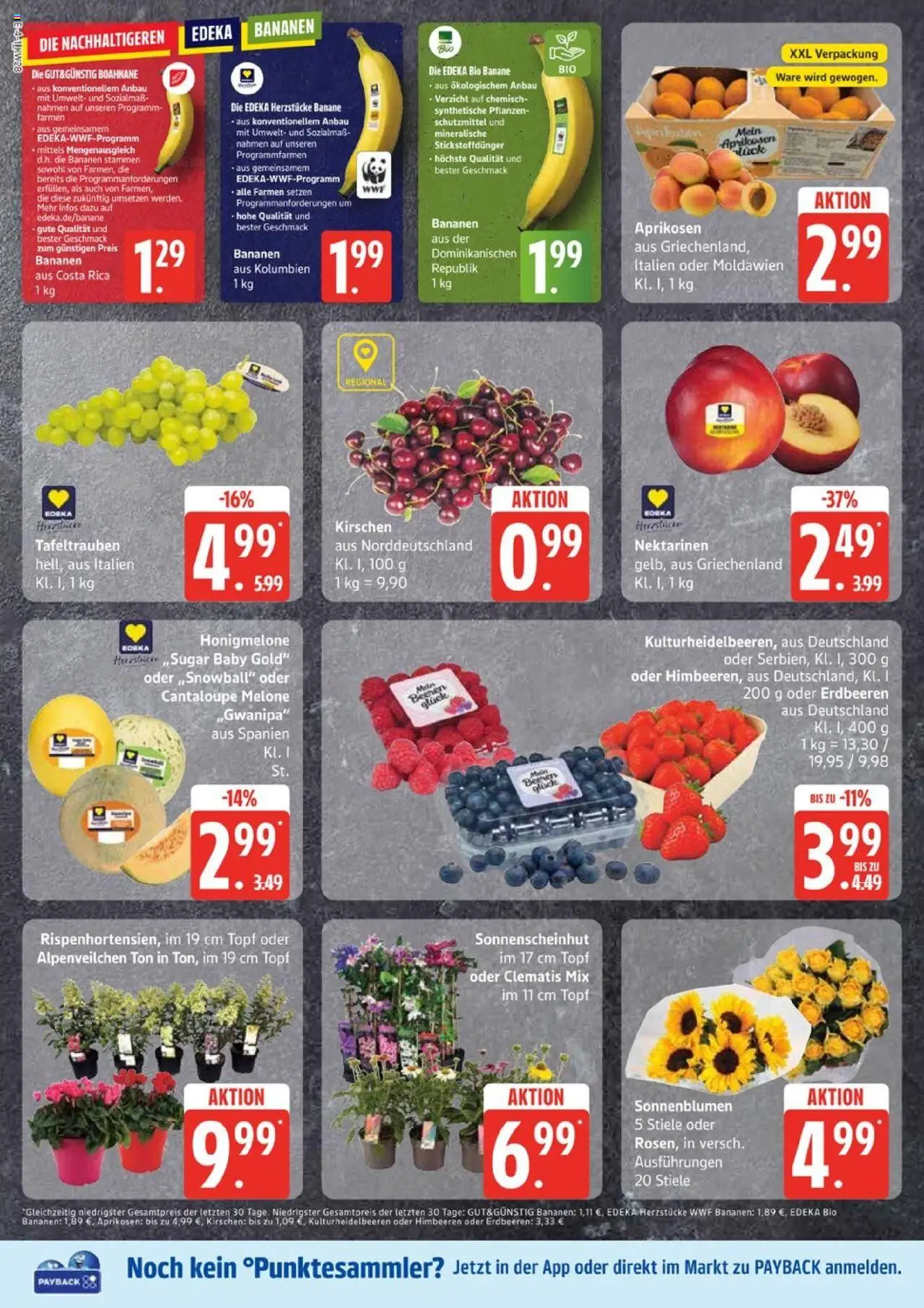 Edeka Prospekt 	 - gültig ab dem 07.07.2025 | Seite: 4 | Produkte: Nektarinen, Bananen, Kirschen, Honigmelone