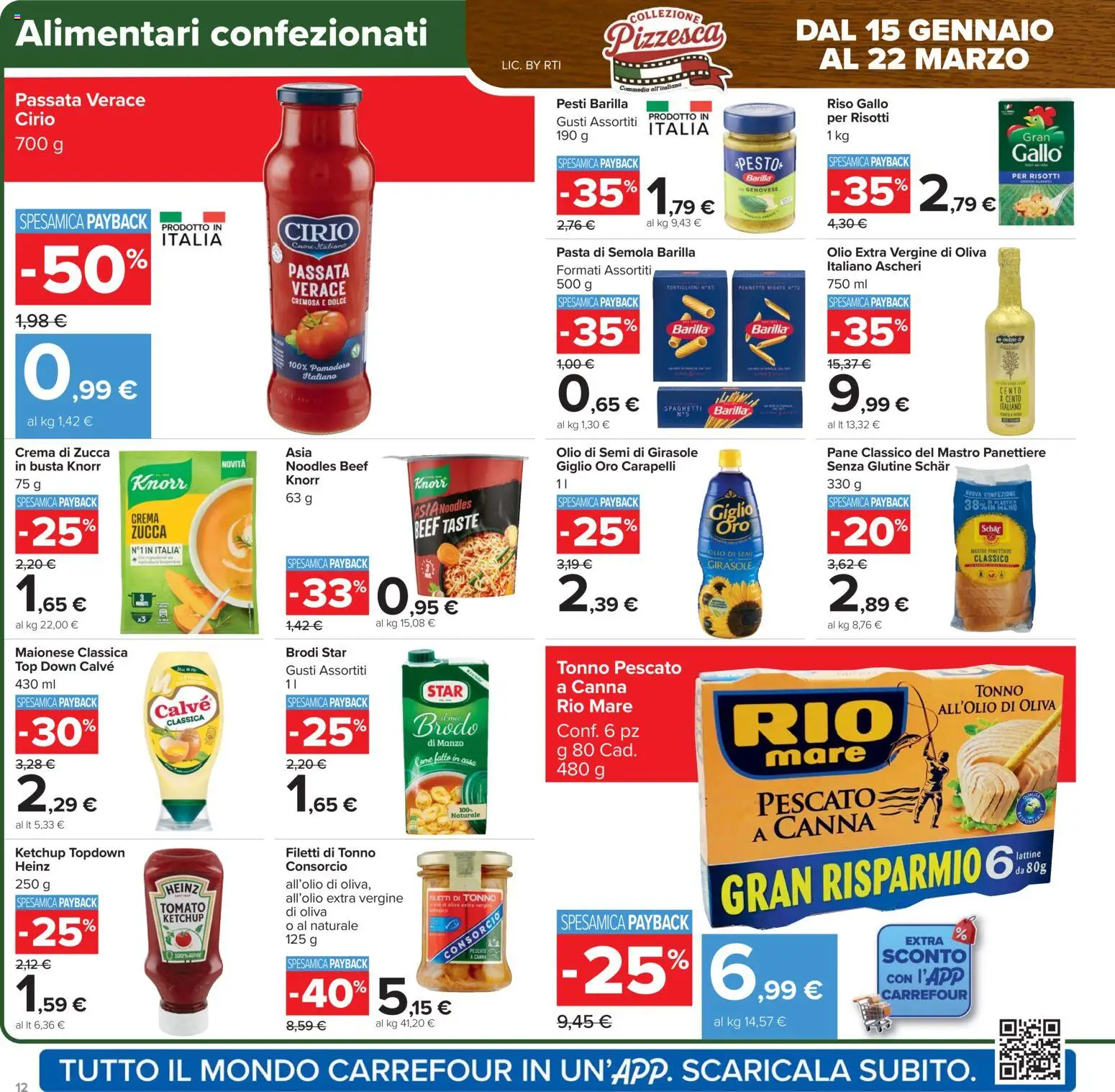 Volantino Carrefour del 15.01.2026 | Pagina: 12 | Prodotti: Ketchup, Tonno, Olio extra vergine, Olio di semi di girasole