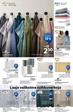 JYSK-mainoslehti voimassa 29.01.2026 alkaen | Sivu: 14 | Tuotteet: Suihkuverho, Kylpytakki, Tarjotin