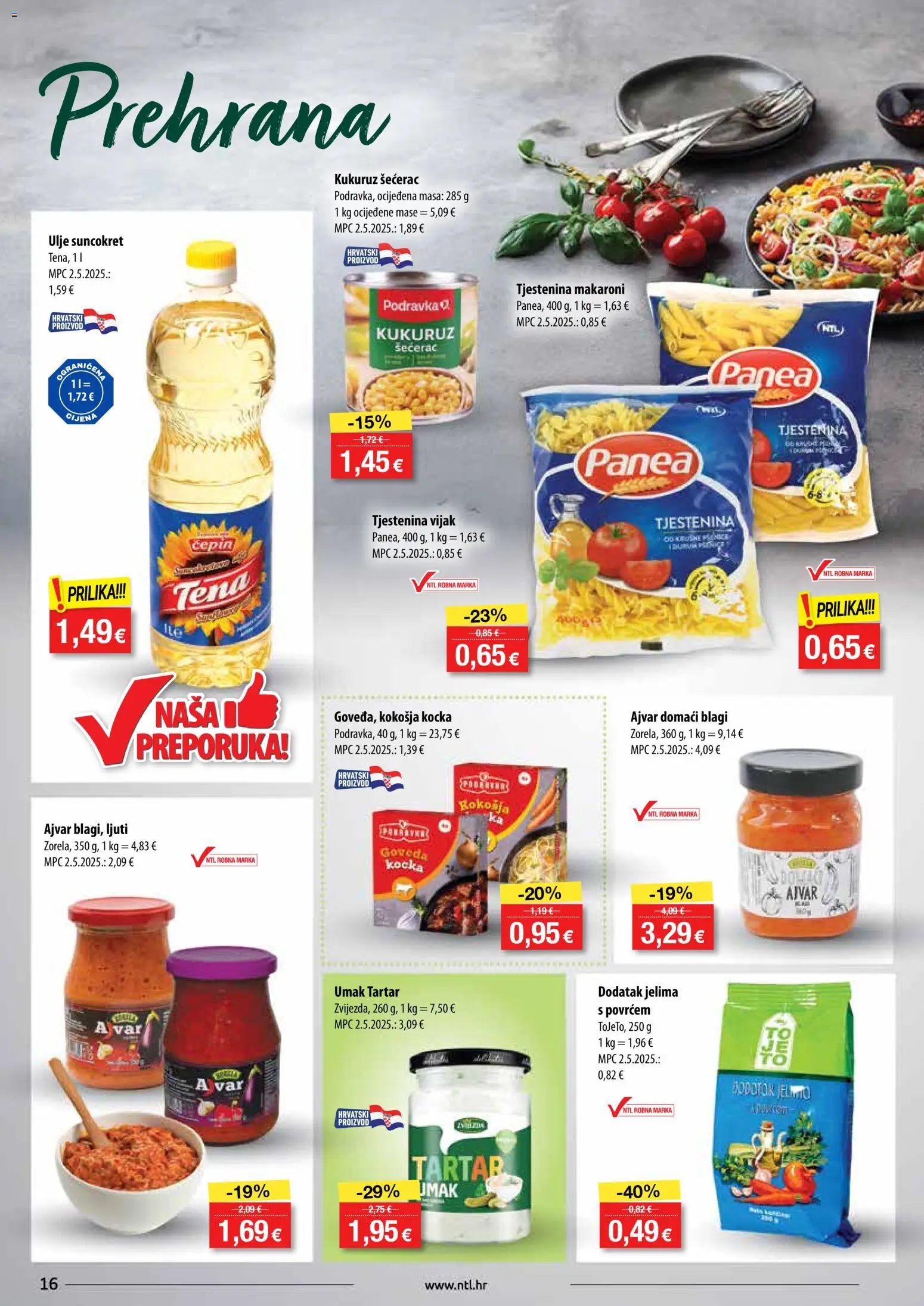 NTL katalog | vrijedi od 19.11.2025 | Stranica: 16 | Proizvodi: Ulje, Ajvar, Tjestenina, Suncokret