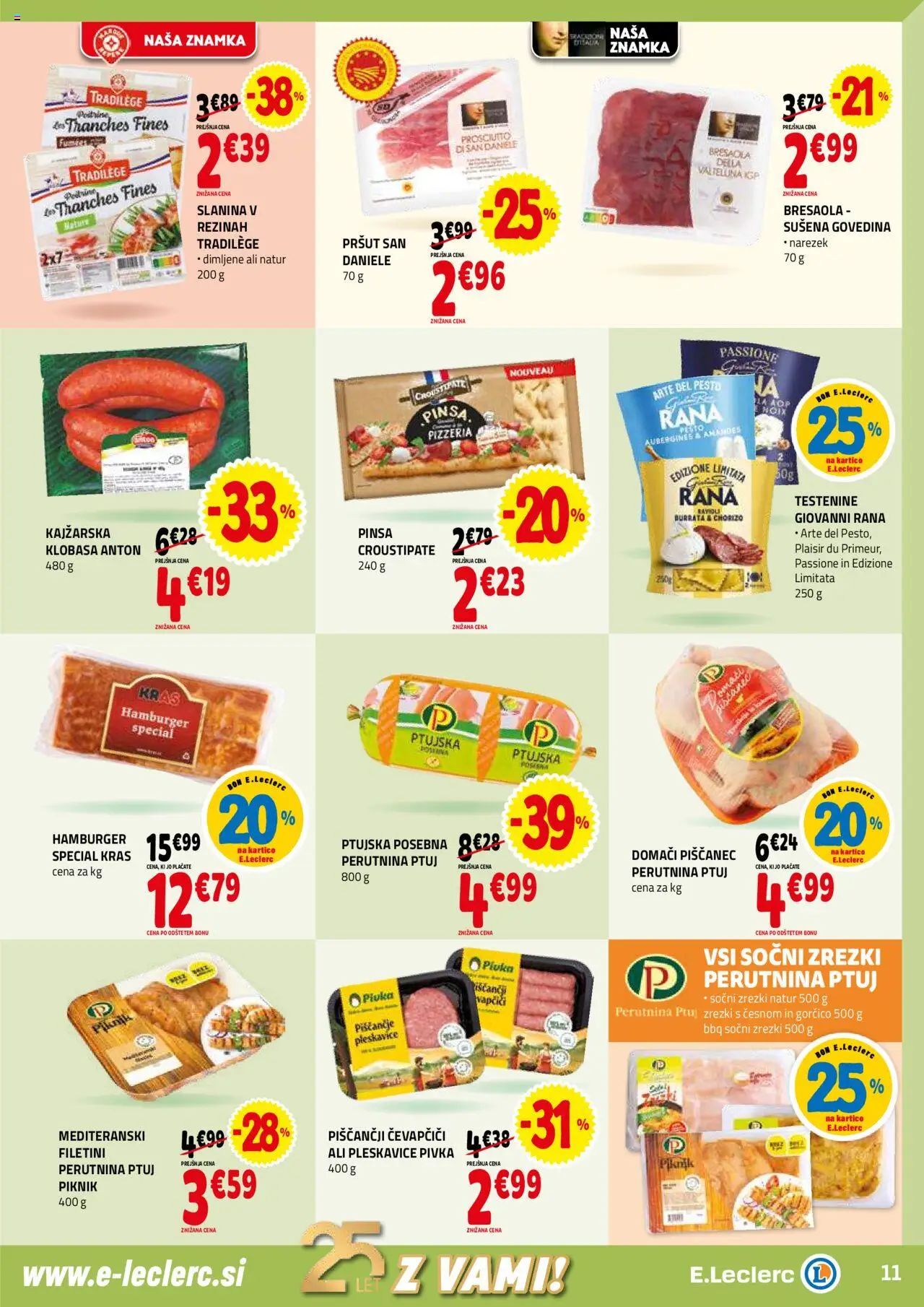 E.leclerc katalog │ velja od 02.07.2025 | Stran: 11 | Izdelki: Narezek, Slanina, Zrezki, Testenine