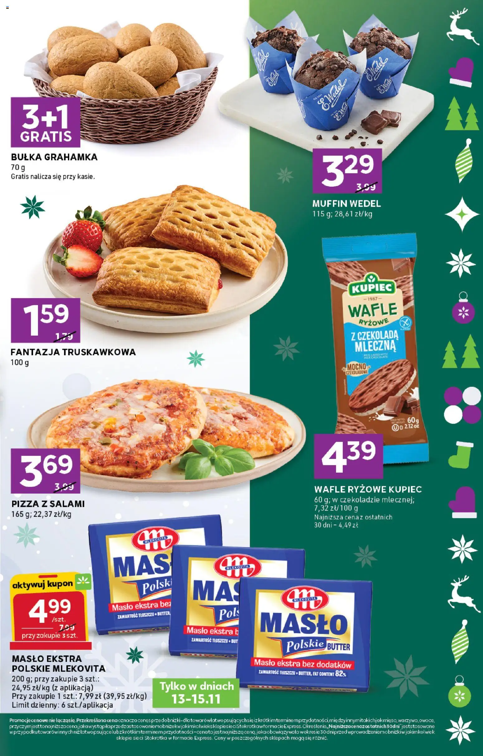 Stokrotka Gazetka - Express od 13.11.2025 | Strona: 3 | Produkty: Wafle ryżowe, Bułka, Masło, Czekolada