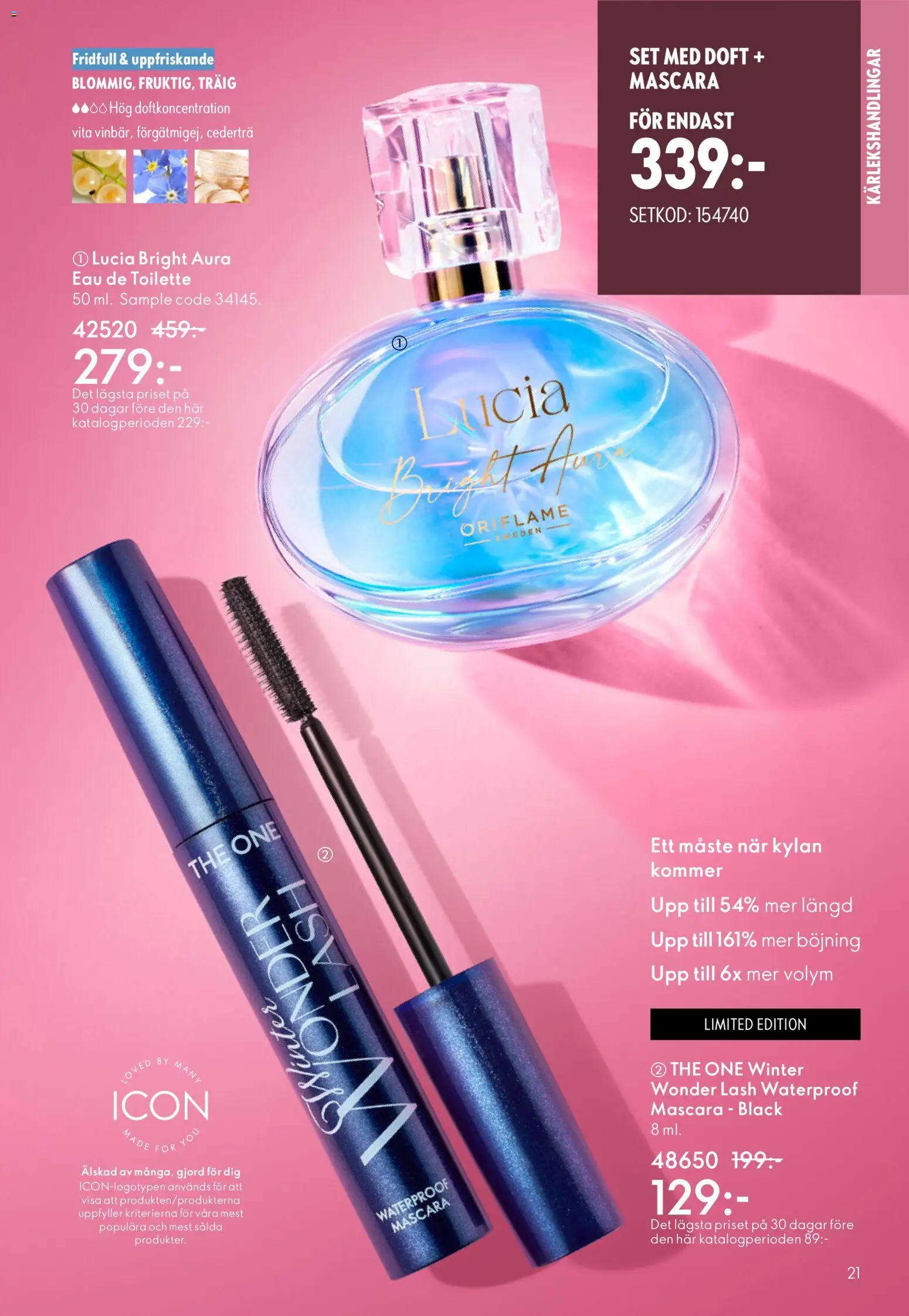 Oriflame reklamblad aktuell från 28.01.2026 | Sida: 21 | Produkter: Doft, Eau de toilette, Mascara, Set