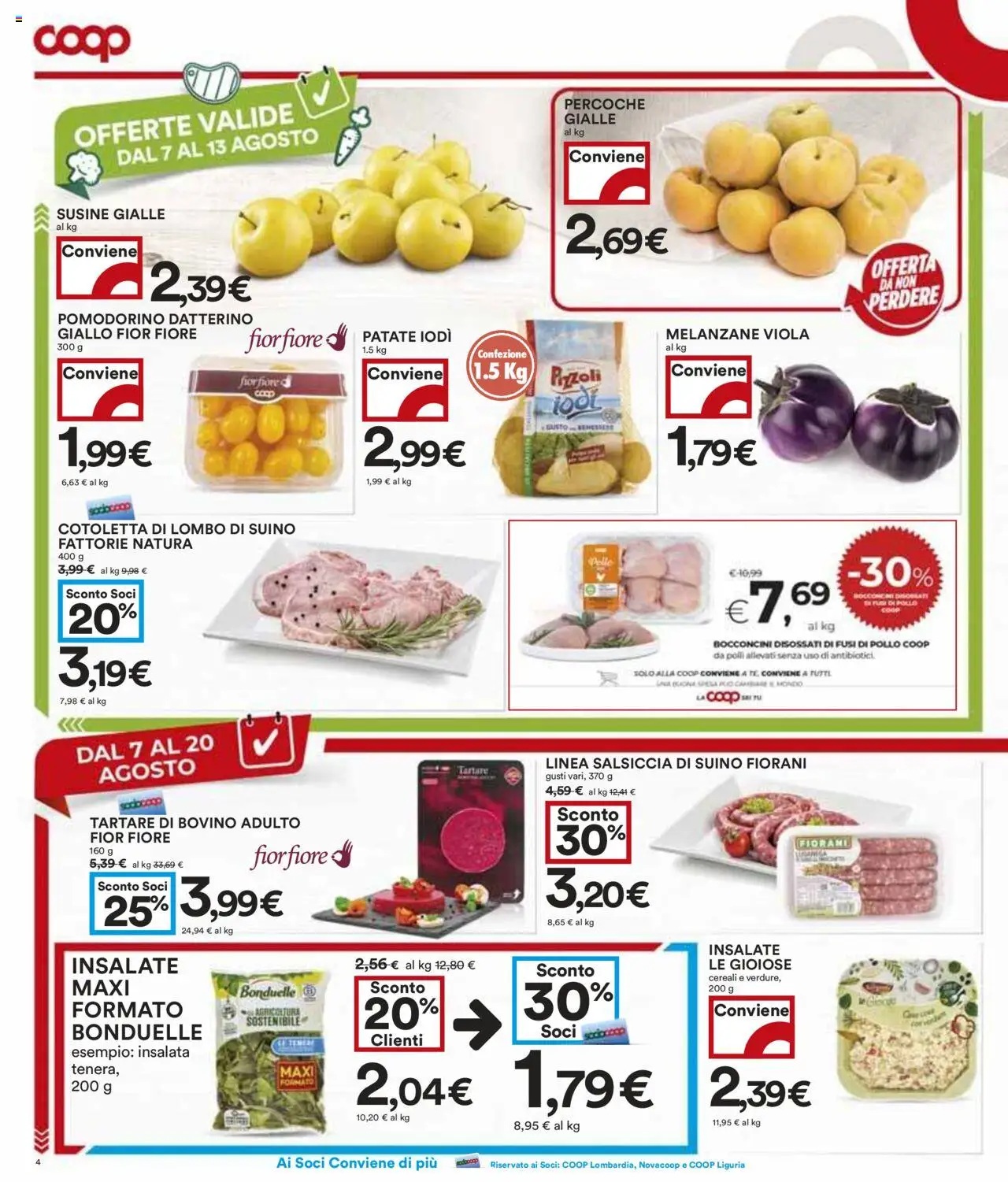 Volantino COOP del 07.08.2025 | Pagina: 4 | Prodotti: Cereali, Insalata, Patate, Melanzane