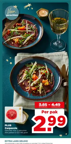 PLUS Carpaccio, Geschikt voor 2 personen Alle pakken à 123-148 gram - Voorbeeld van een folder van Plus, geldig van 17.12.2025 | Pagina: 5 | Producten: Calvados