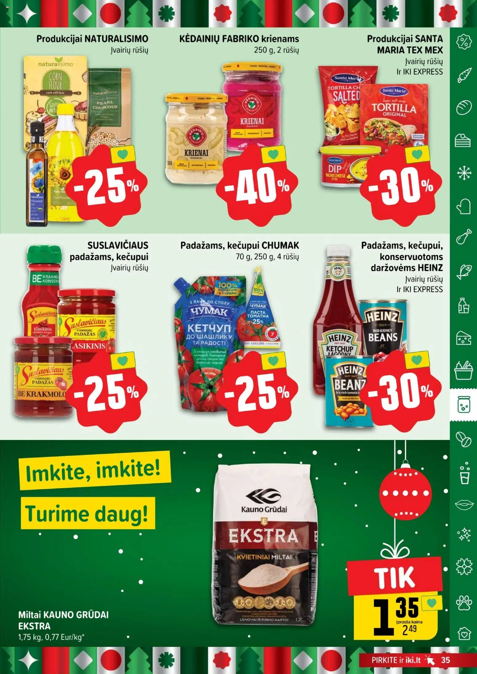 IKI akcijos nuo 15.12.2025 | Puslapis: 35 | Prekių: Pomidorų padažas, Miltai, Padažas