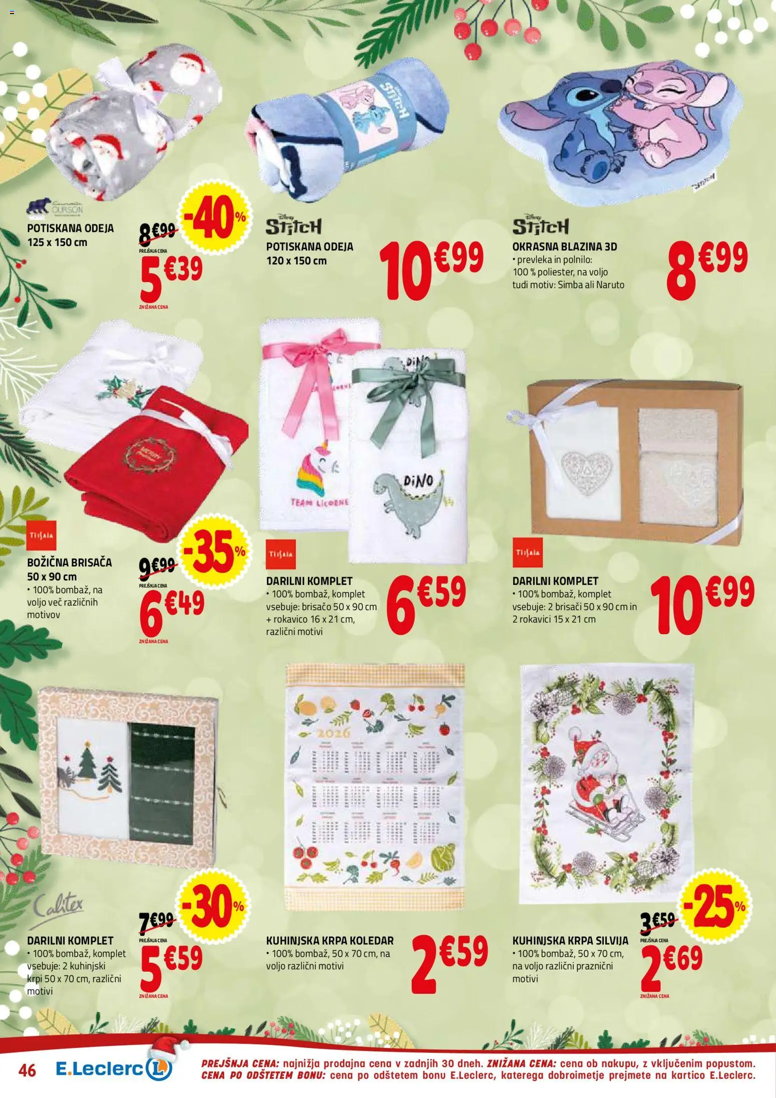 Novi E.leclerc katalog ponudbe – veljaven od 10.12.2025 | Stran: 46 | Izdelki: Brisača, Prevleka, Blazina, Odeja