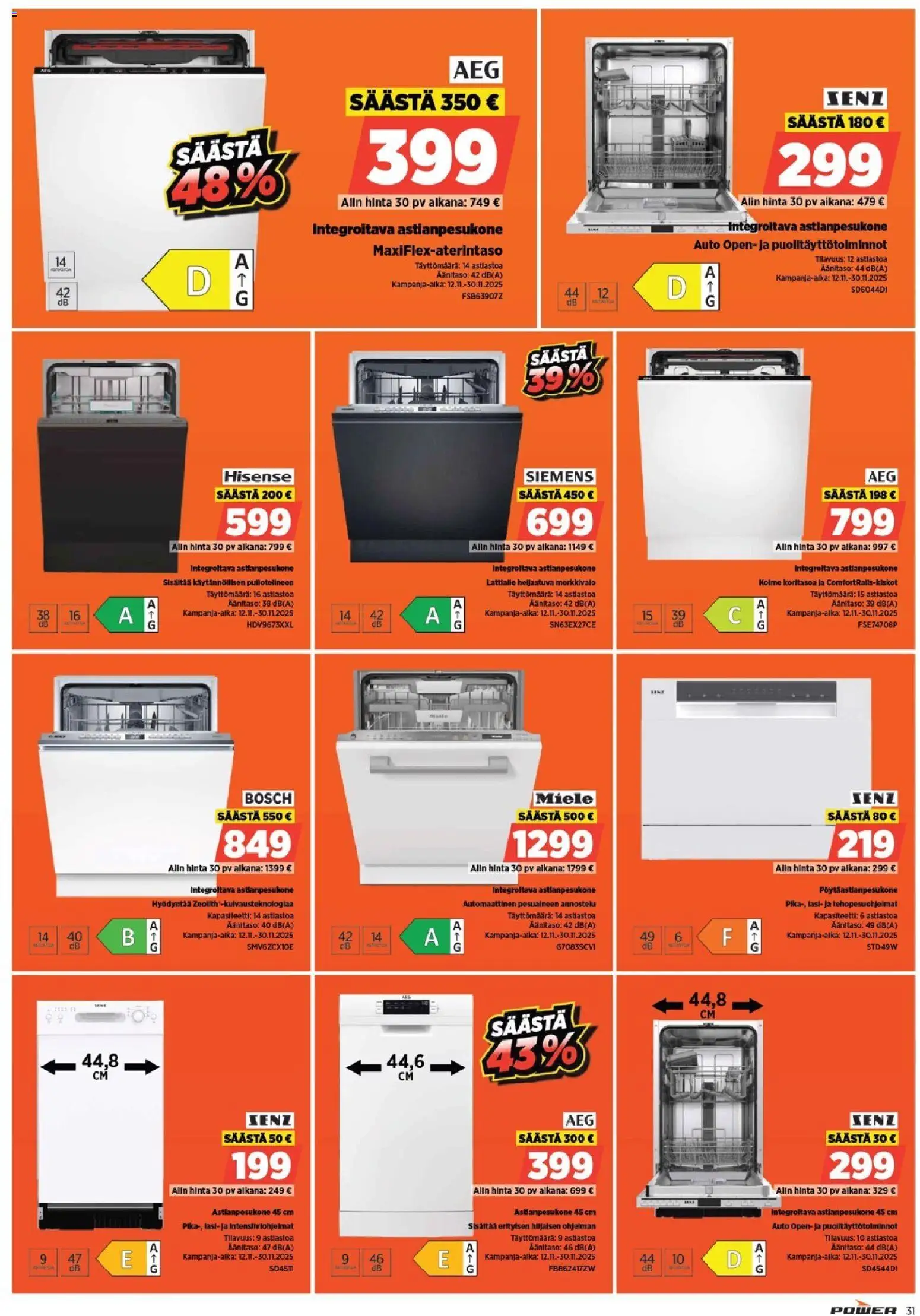 Power - Black Friday – voimassa 12.11.2025 alkaen | Sivu: 31 | Tuotteet: Astianpesukone