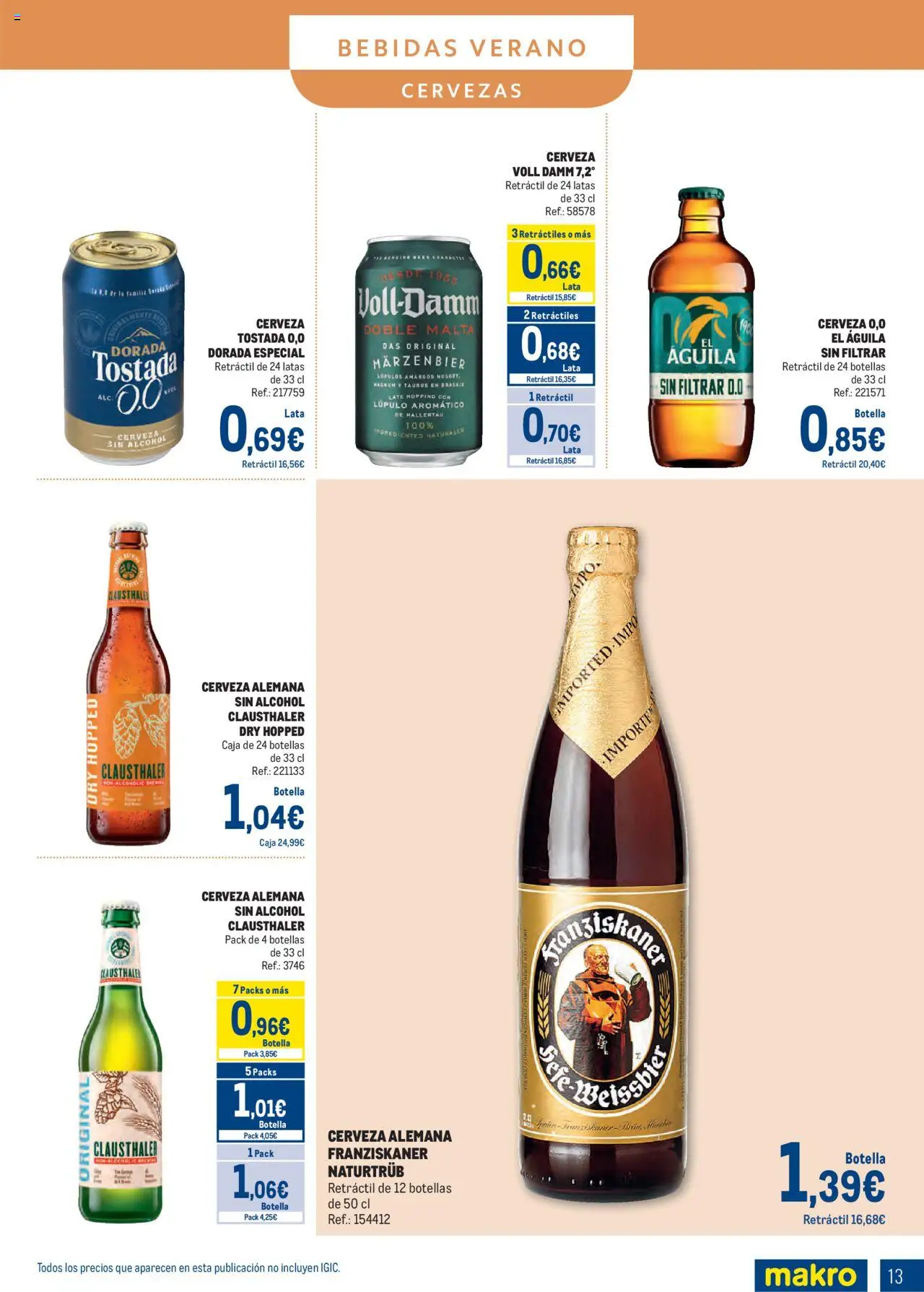 Makro - Bebidas Especial Verano Canarias │ válido desde el 04.08.2025 | Página: 13 | Productos: Κρεμάστρα, Cerveza, Caja