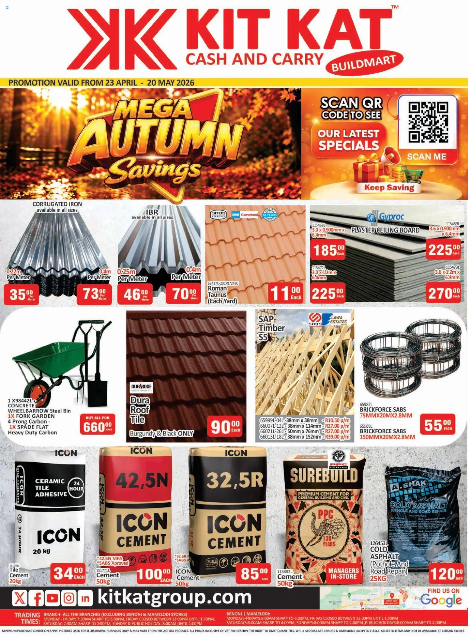 New KIT KAT Cash & Carry catalogue – valid from 23.04.2026 | Page: 1 | Products: Wheelbarrow, Spade, Plaster, Cement