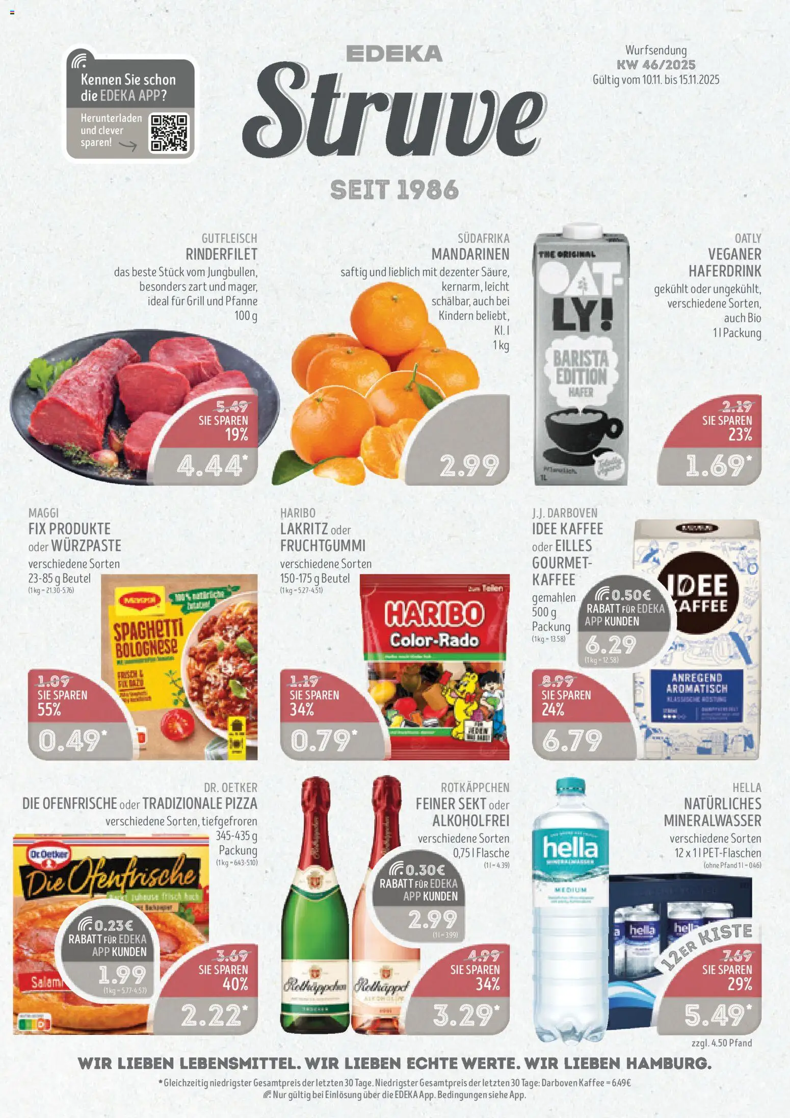 Edeka Struve Prospekt 	 – gültig ab 10.11.2025 | Seite: 1 | Produkte: Rinderfilet, Sekt, Oatly, Rotkäppchen