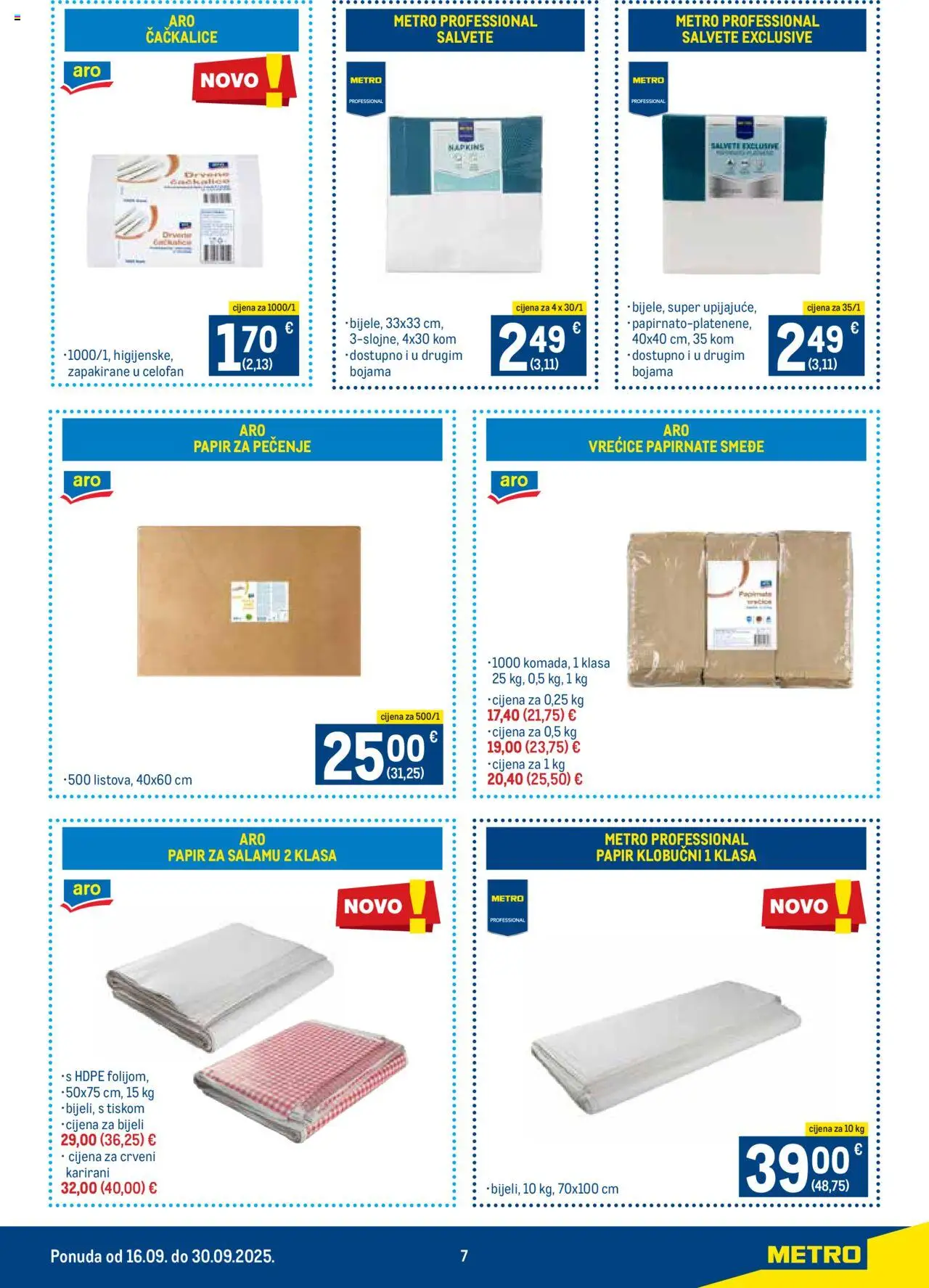 Metro katalog | vrijedi od 16.09.2025 | Stranica: 7 | Proizvodi: Salvete, Celofan, Papir za pečenje