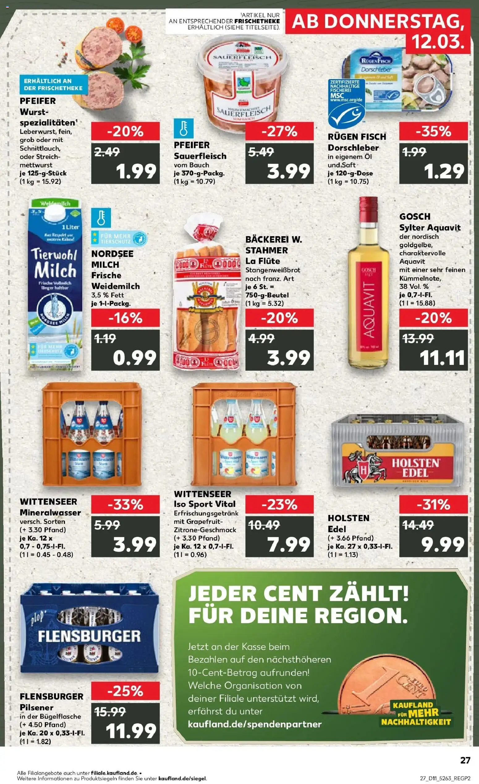 Kaufland Prospekt Rendsburg	 – gültig ab 09.03.2026 | Seite: 39 | Produkte: Bäckerei, Mineralwasser, Flensburger, Saft