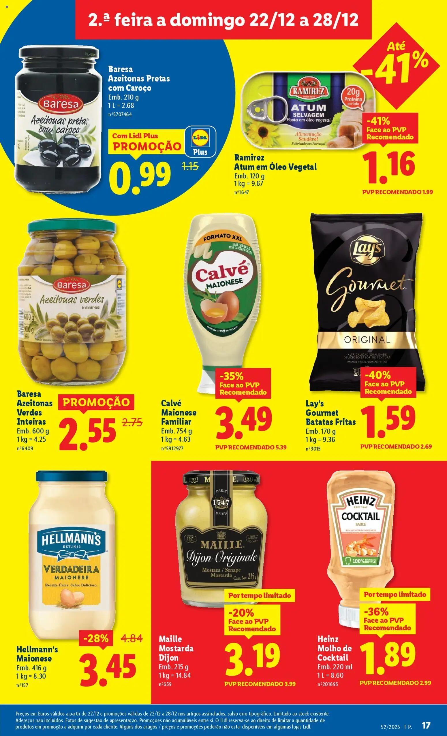 Lidl folheto │ válido de 22.12.2025 | Página: 17 | Produtos: Azeitonas, Óleo, Maionese, Batatas fritas