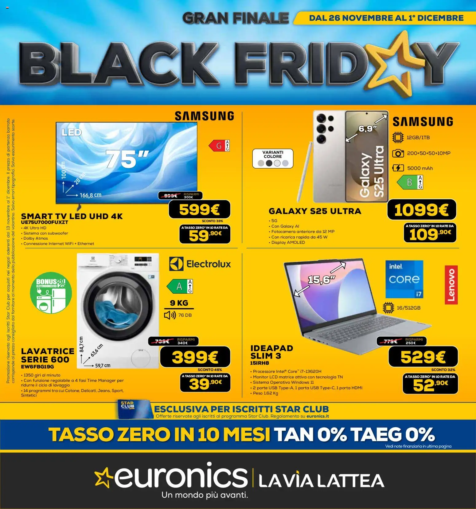 Volantino Euronics del 26.11.2025 | Pagina: 43 | Prodotti: Monitor, Lavatrice, TV, Fotocamera
