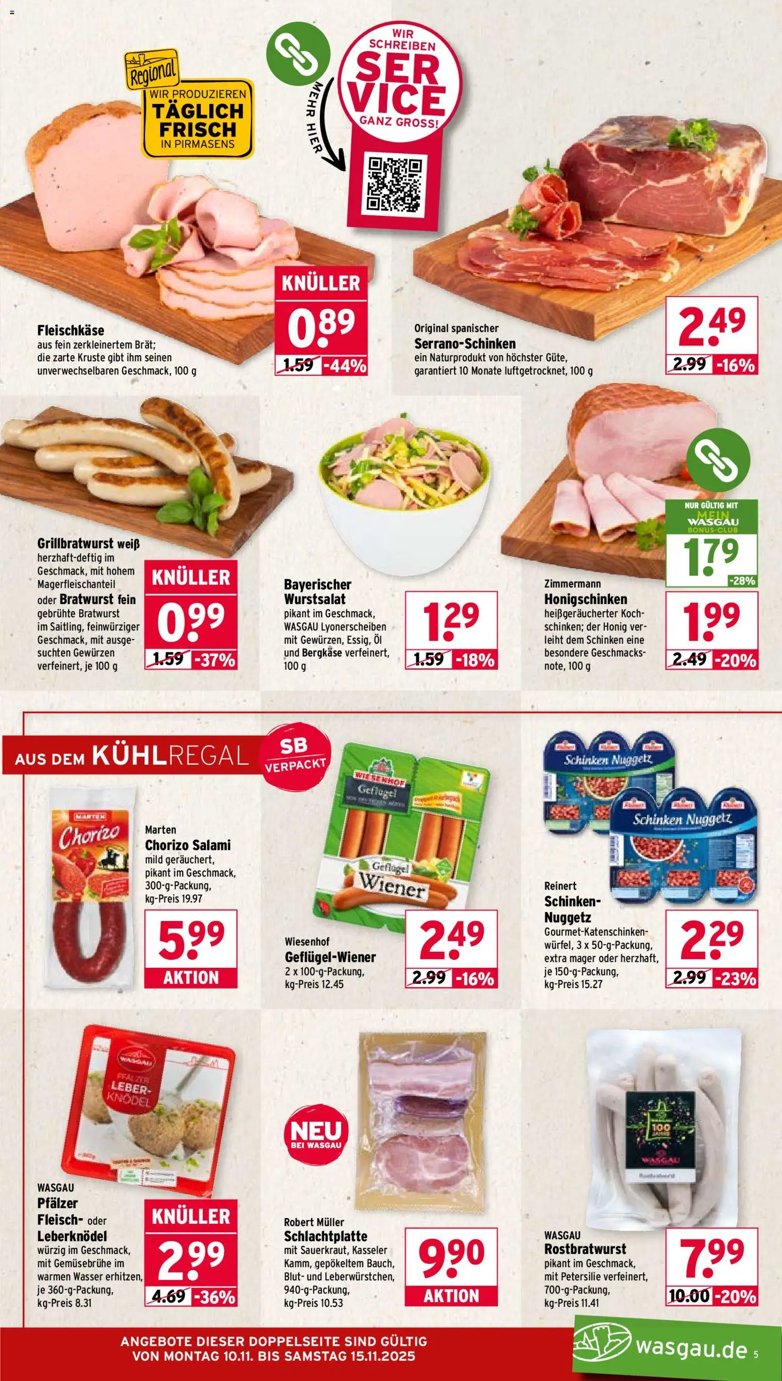Wasgau Prospekt 	 – gültig ab 10.11.2025 | Seite: 5 | Produkte: Öl, Wasser, Salami, Fleisch