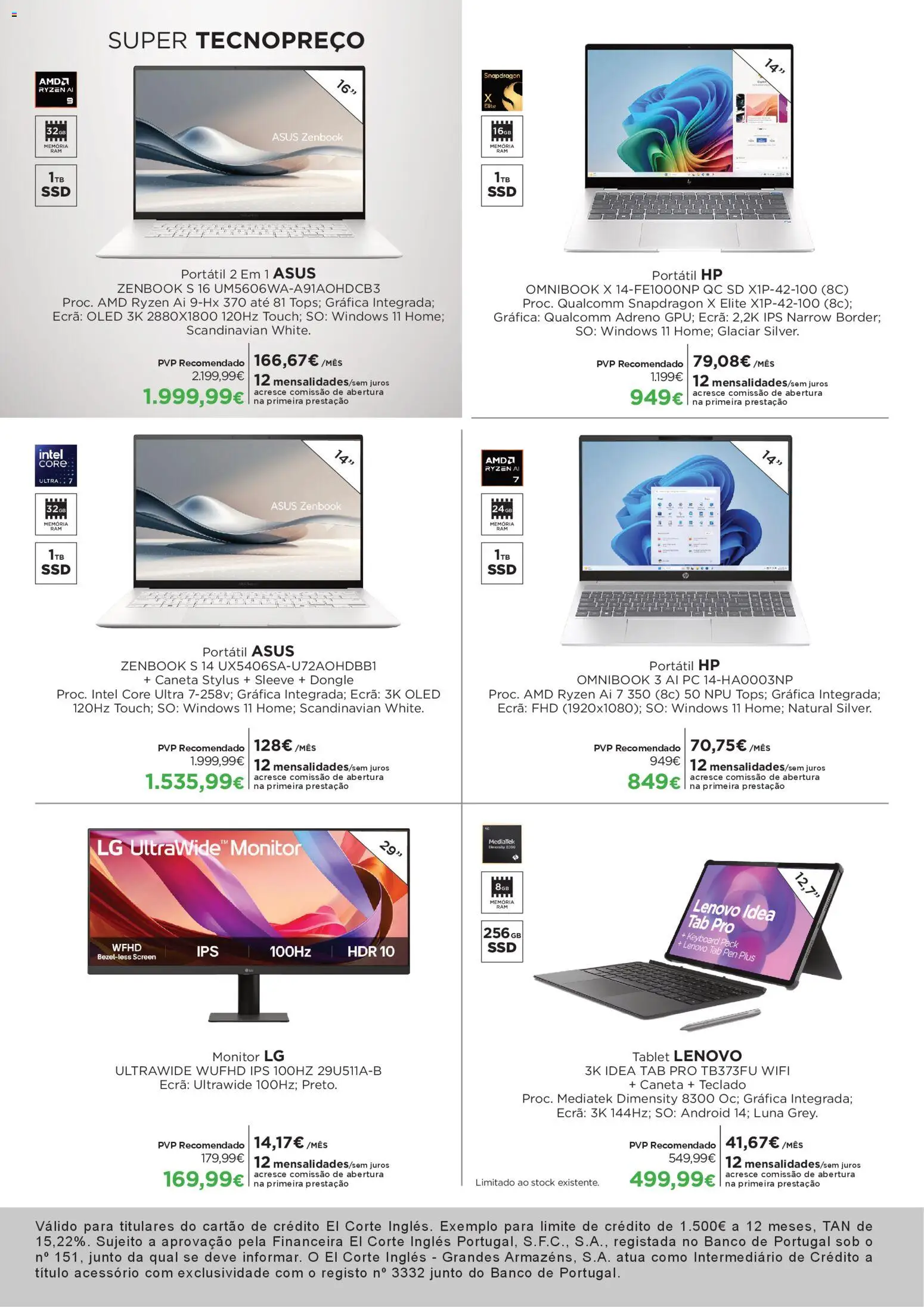 El Corte Ingles folheto │ válido de 10.04.2026 | Página: 7 | Produtos: Monitor, PC, Banco, Tablet