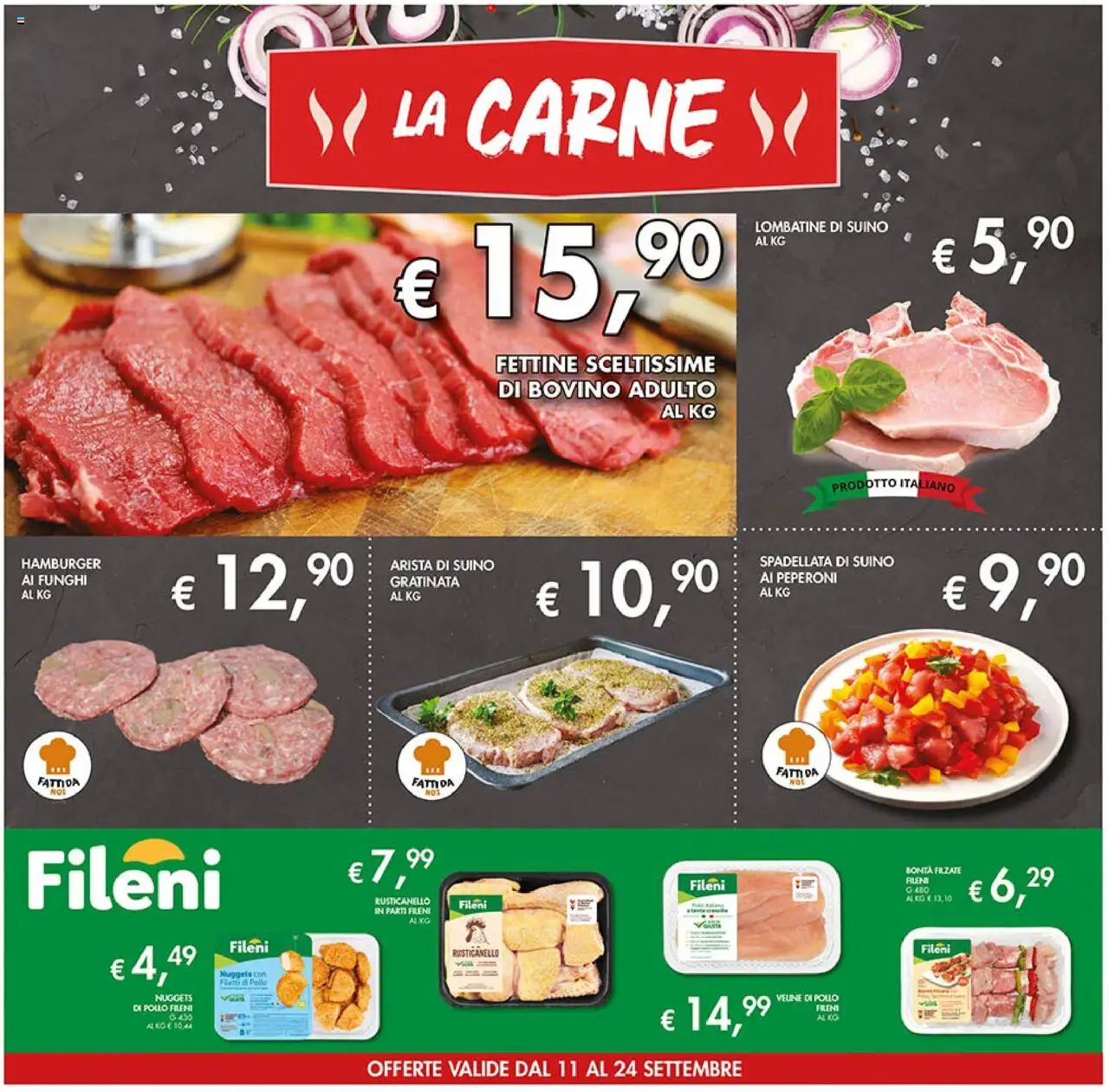Volantino Coal del 11.09.2025 | Pagina: 4 | Prodotti: Bovino, Nuggets, Suino, Hamburger