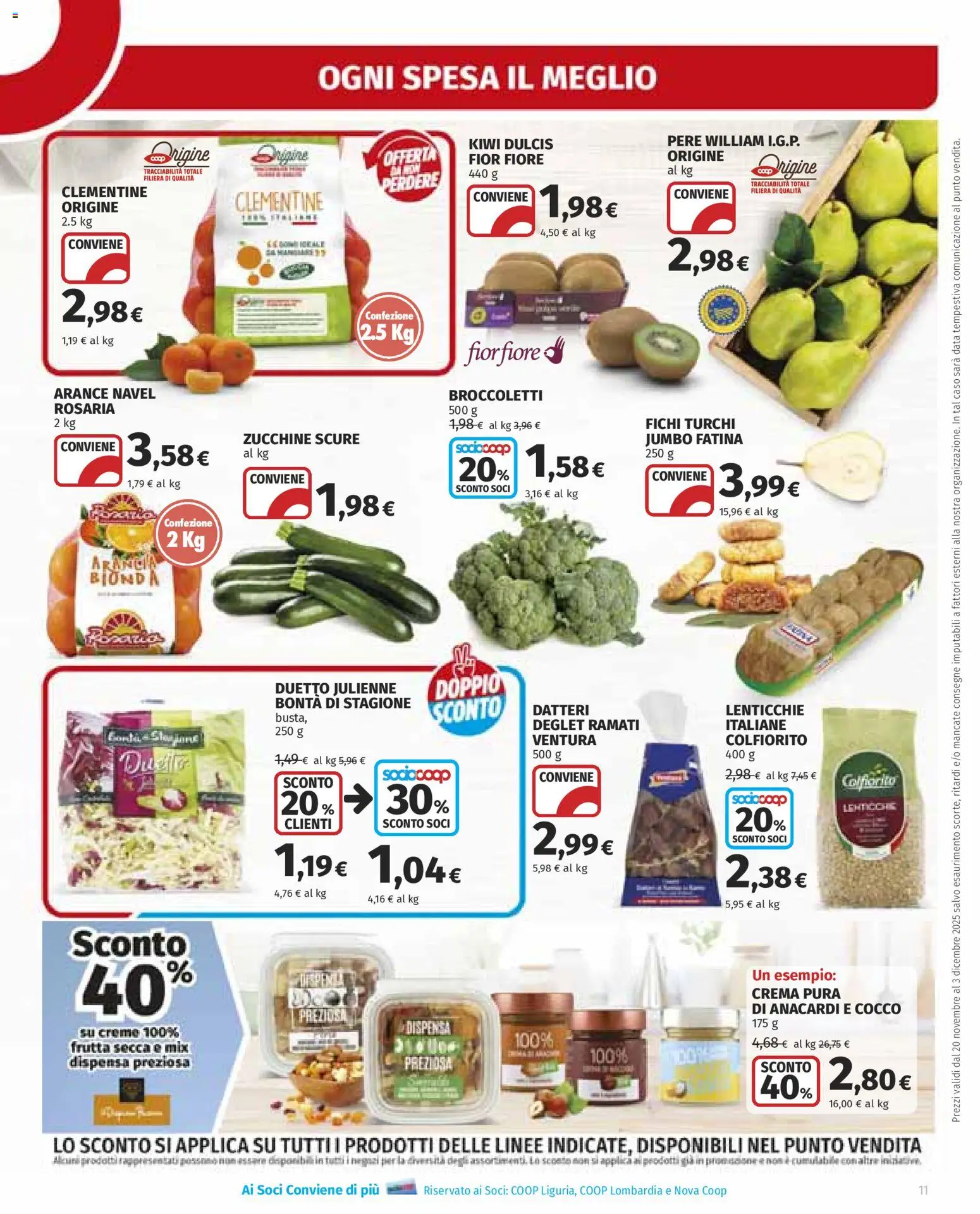 Volantino Ipercoop del 20.11.2025 | Pagina: 11 | Prodotti: Kiwi, Lenticchie, Frutta, Cocco