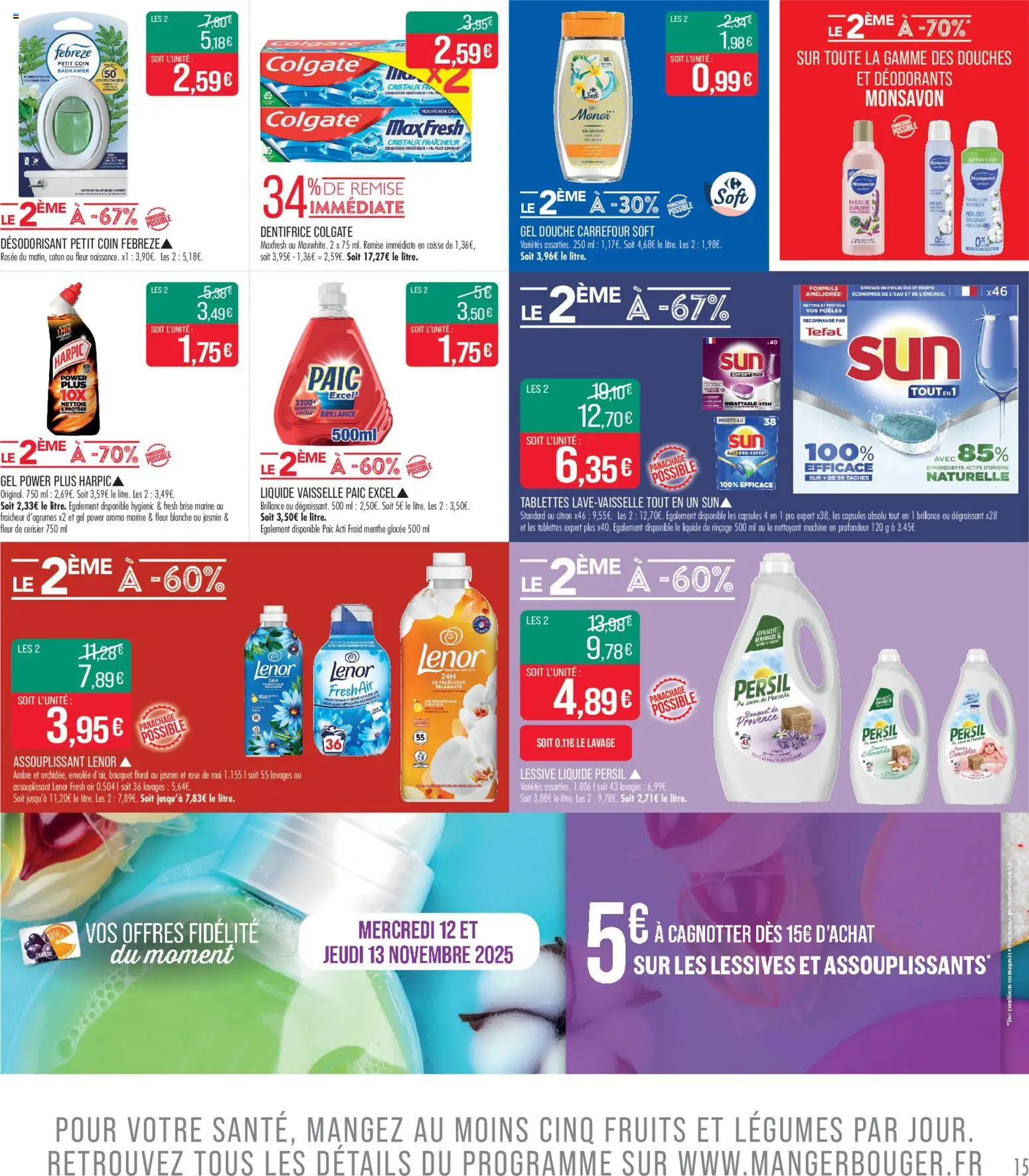 {H1} | Page: 15 | Produits: Citron, Lenor, Persil, Tefal