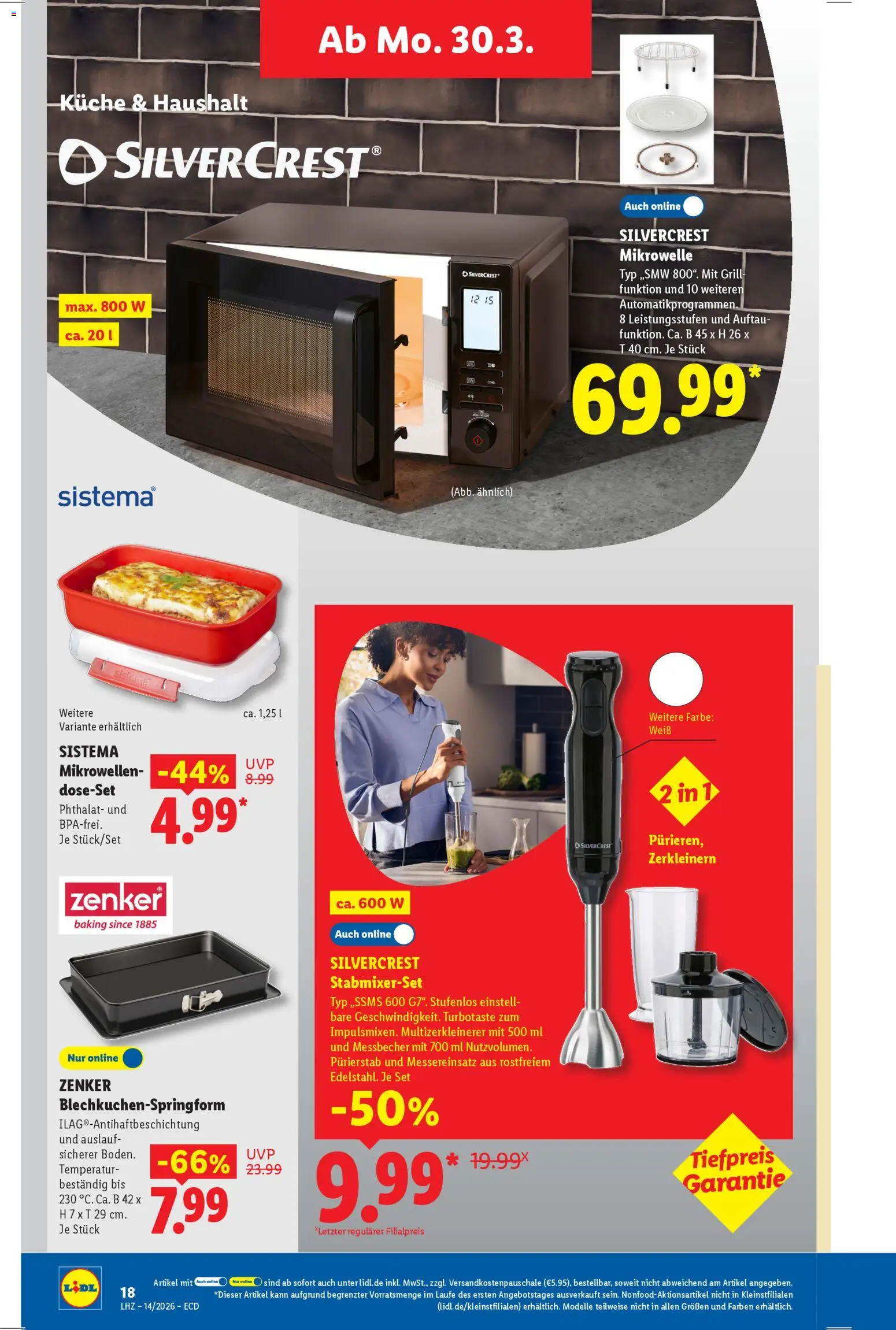 Lidl Prospekt – gültig ab 30.03.2026 | Seite: 8 | Produkte: Mikrowelle, Grill, Küche