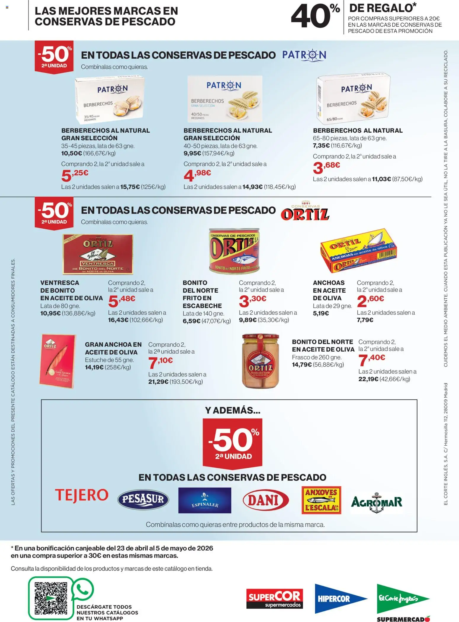 Hipercor Conservas de Pescado │ válido desde el 09.04.2026 | Página: 8 | Productos: Berberechos, Aceite, Aceite de oliva, Anchoa