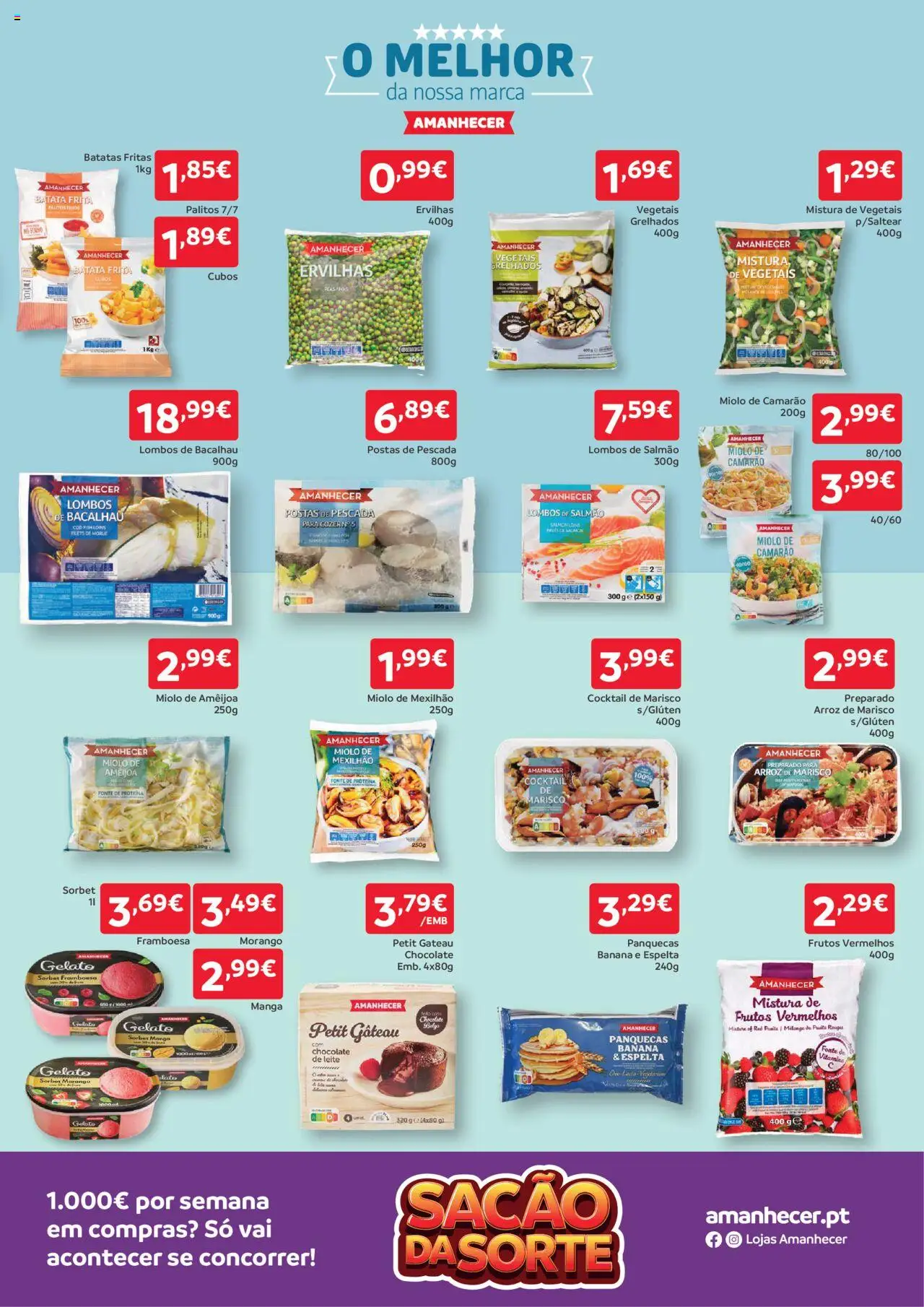Amanhecer folheto │ válido de 04.09.2025 | Página: 3 | Produtos: Pescada, Camarão, Chocolate, Petit Gateau