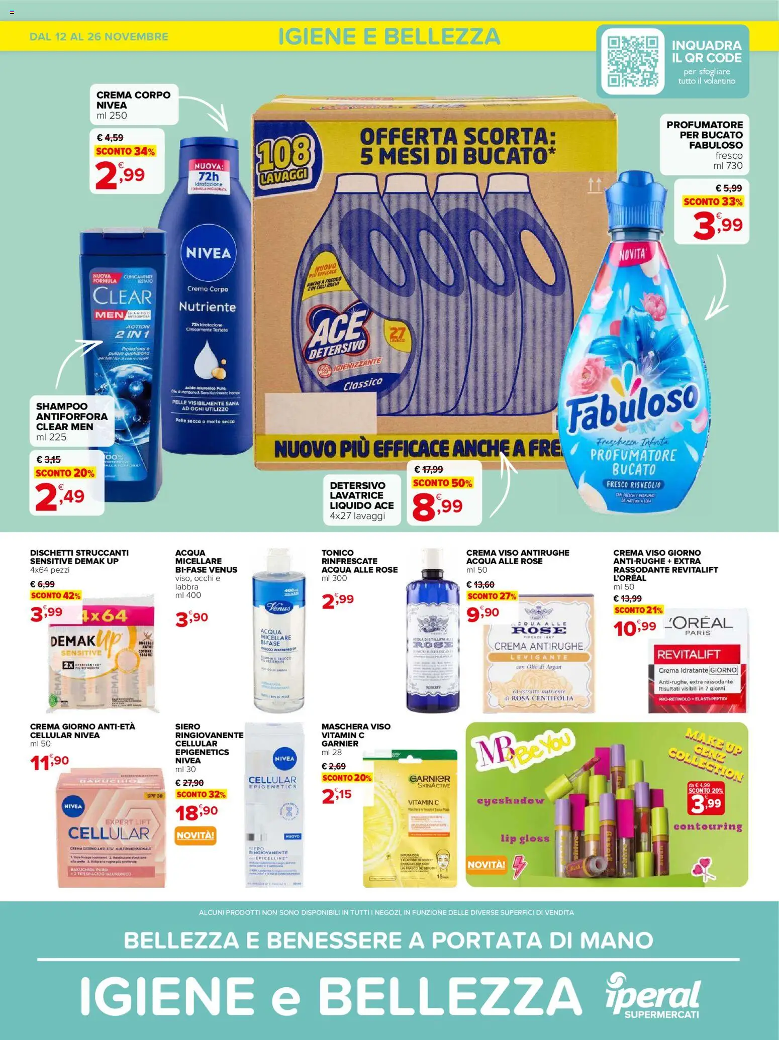 Volantino Iperal del 12.11.2025 | Pagina: 1 | Prodotti: Crema, Crema viso, Acqua, Mandorle