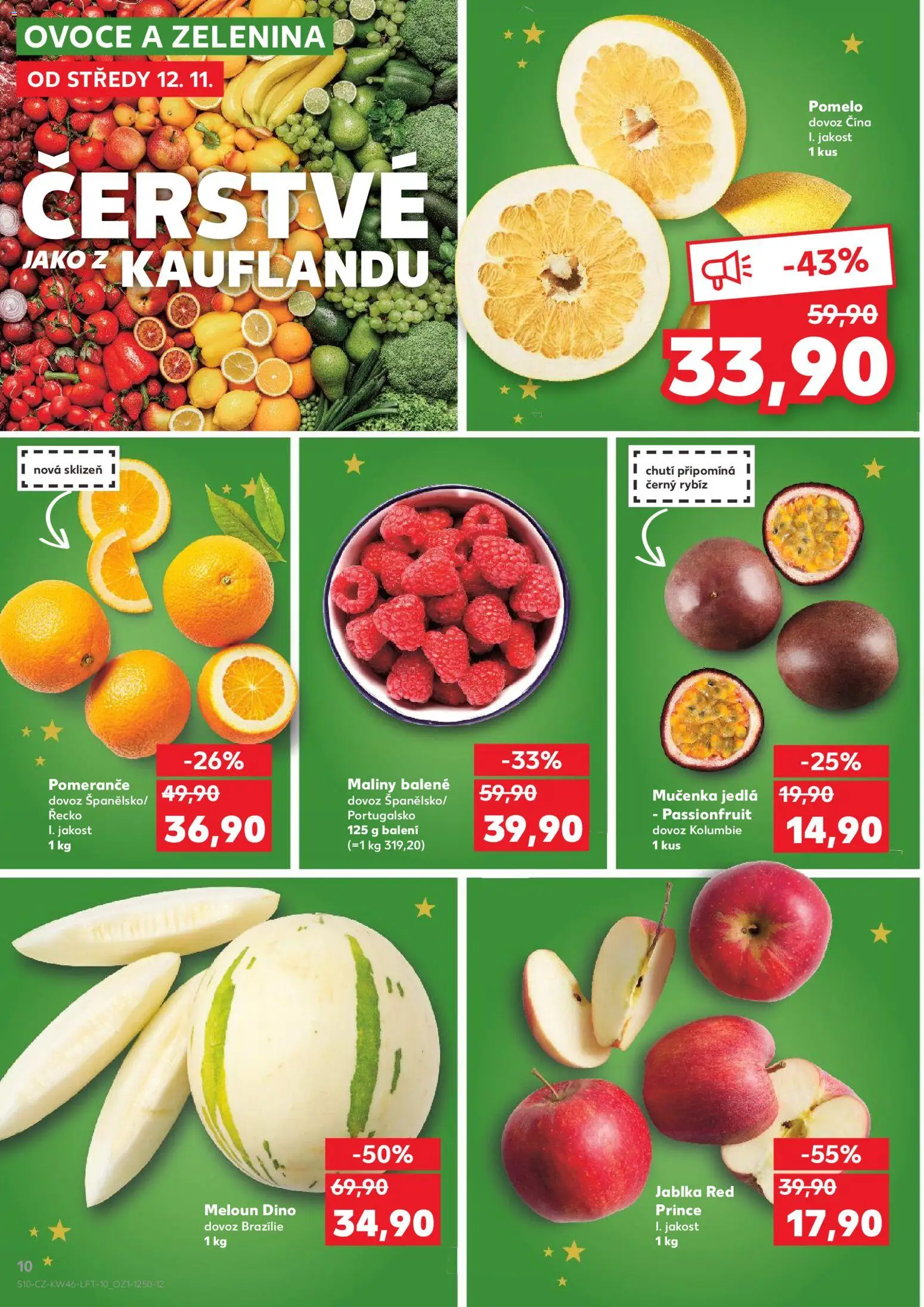 Kaufland leták - Praha 8 od 12.11.2025 | Strana: 10 | Produkty: Meloun, Ovoce, Pomeranče, Zelenina