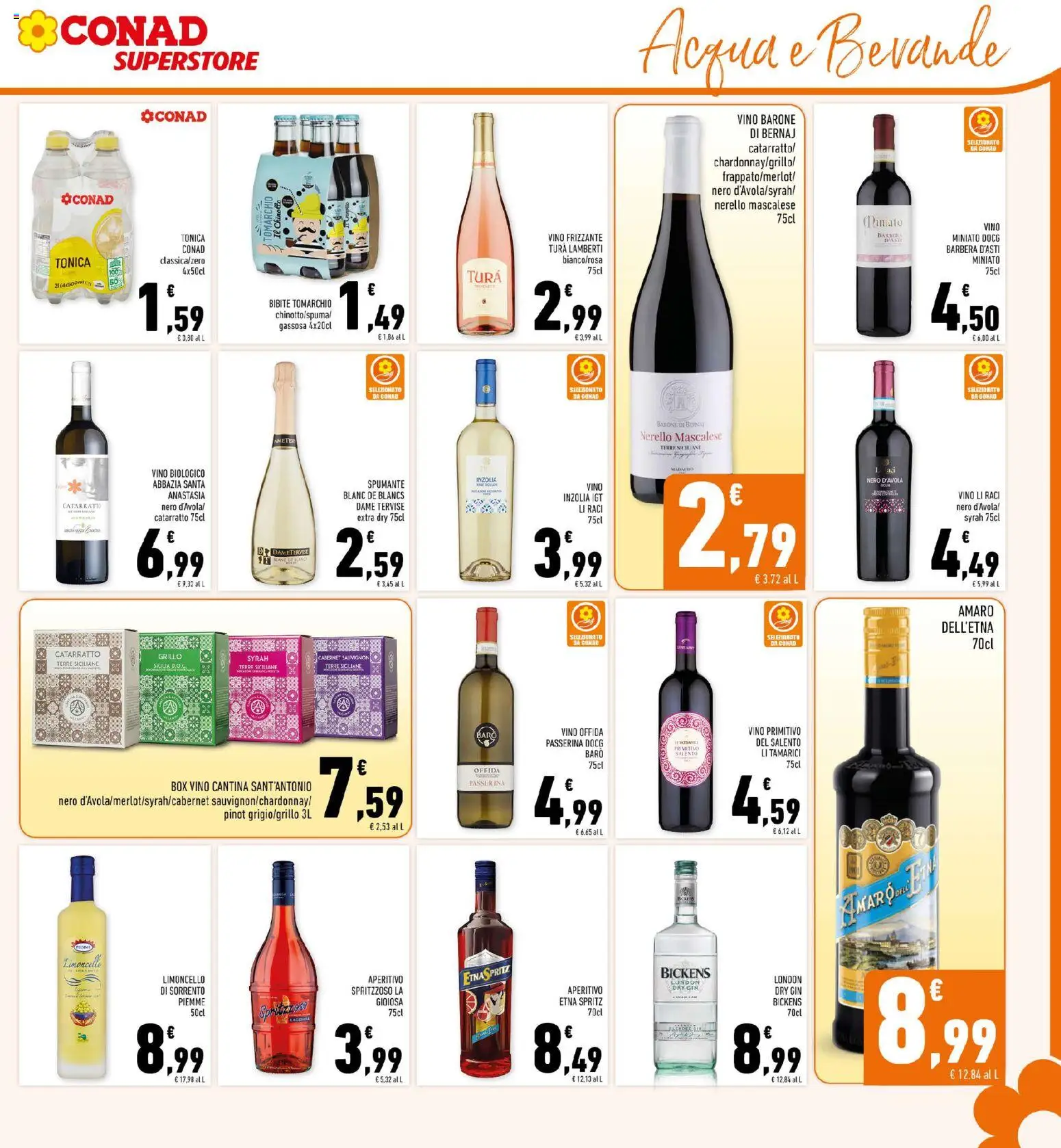 Volantino Conad del 14.01.2026 | Pagina: 23 | Prodotti: Chinotto, Acqua, Limoncello, Amaro