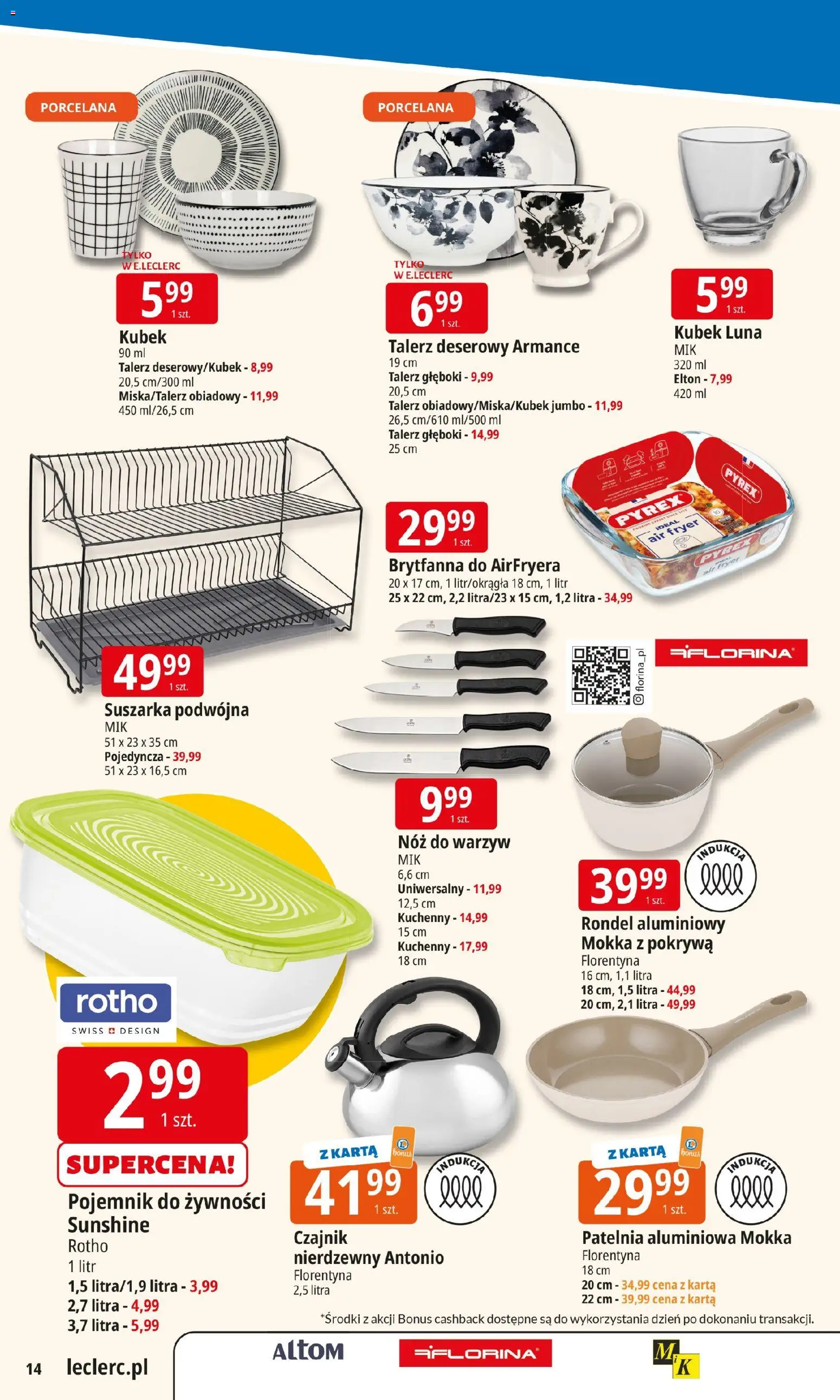 E.Leclerc Gazetka od 04.11.2025 | Strona: 14 | Produkty: Karta, Suszarka, Czajnik, Patelnia