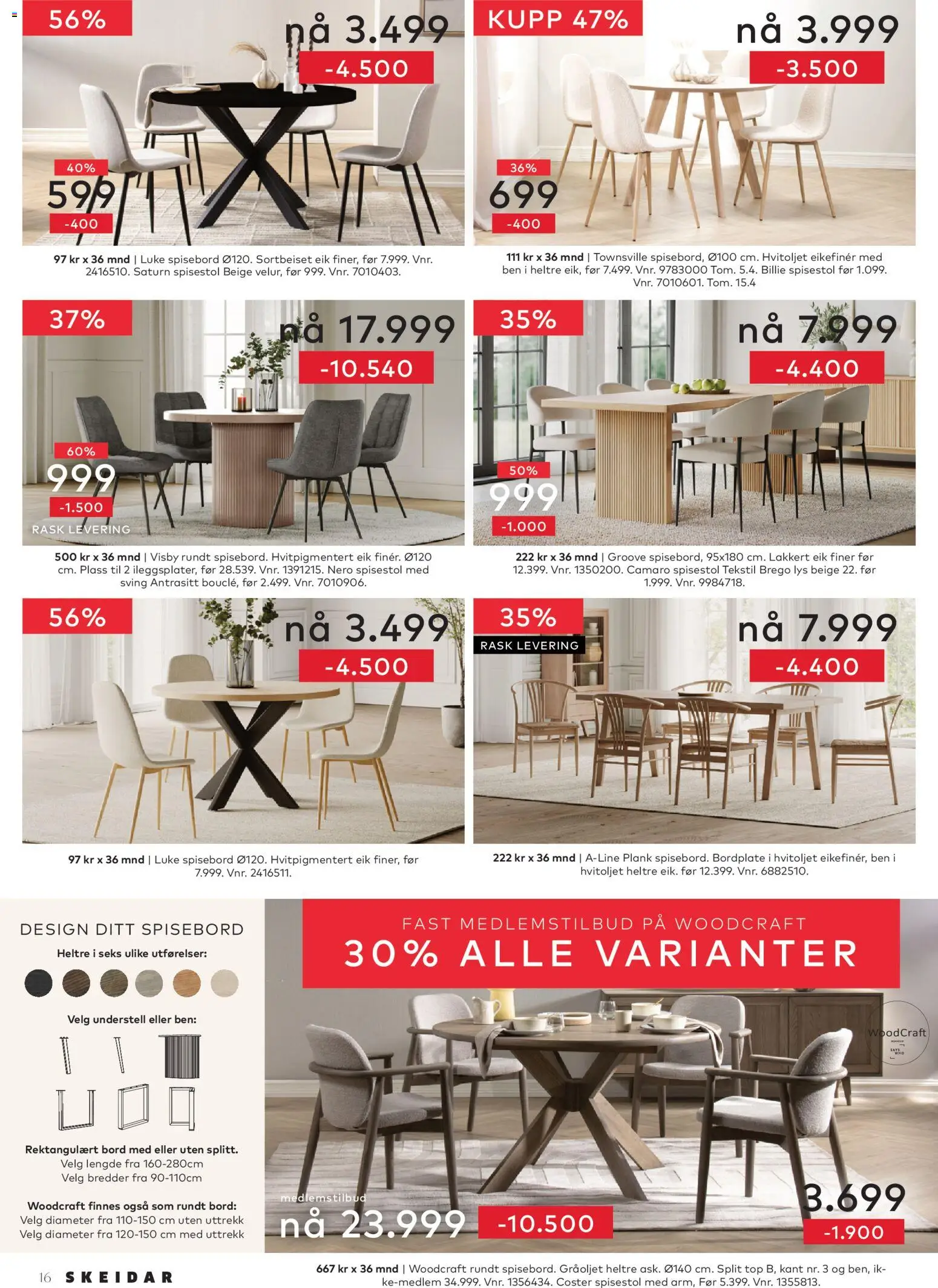 {H1} | Side: 16 | Produkter: Spisebord, Spisestol, Lys, Bord