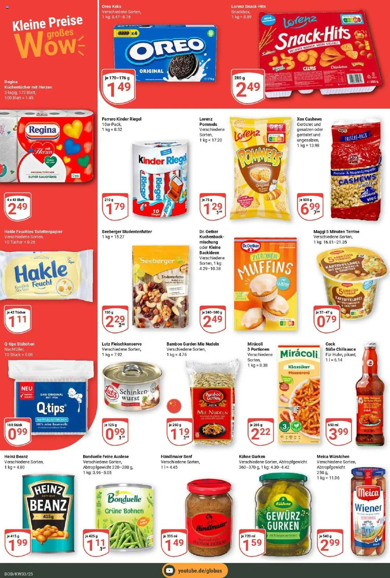 Globus prospekt Bobenheim-Roxheim	 - gültig ab dem 11.08.2025 | Seite: 8 | Produkte: Meica, Nudeln, Gurken, Feuchtes Toilettenpapier