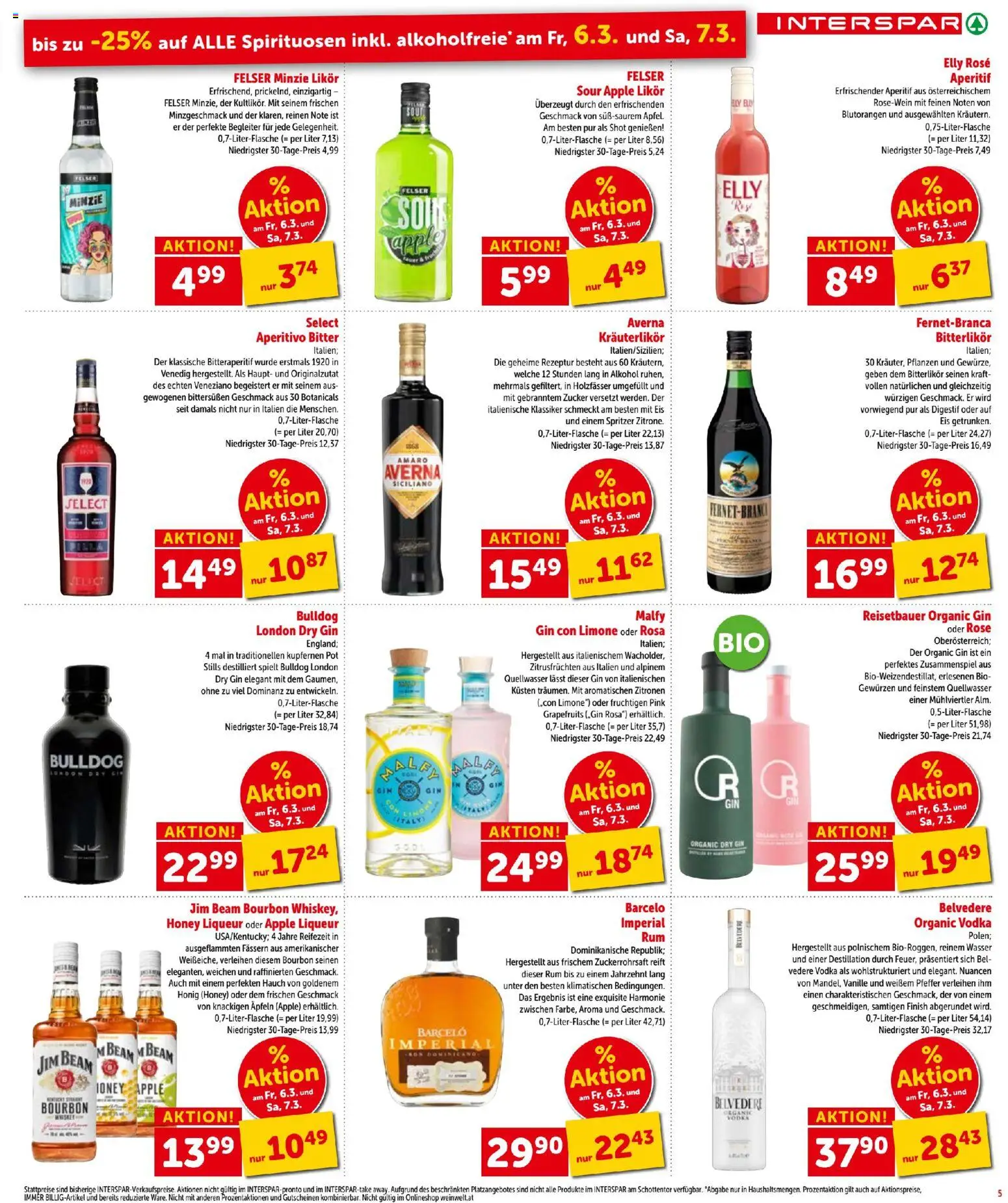 Interspar - Flugblatt gültig ab 05.03.2026 | Seite: 5 | Produkte: Gin, Eis, Pfeffer, Bourbon