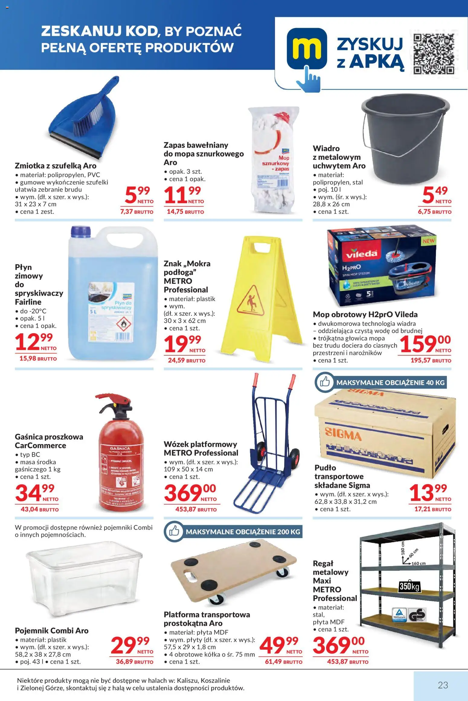 Makro Gazetka od 20.01.2026 | Strona: 23 | Produkty: Plyty, Mop obrotowy, Regał, Vileda