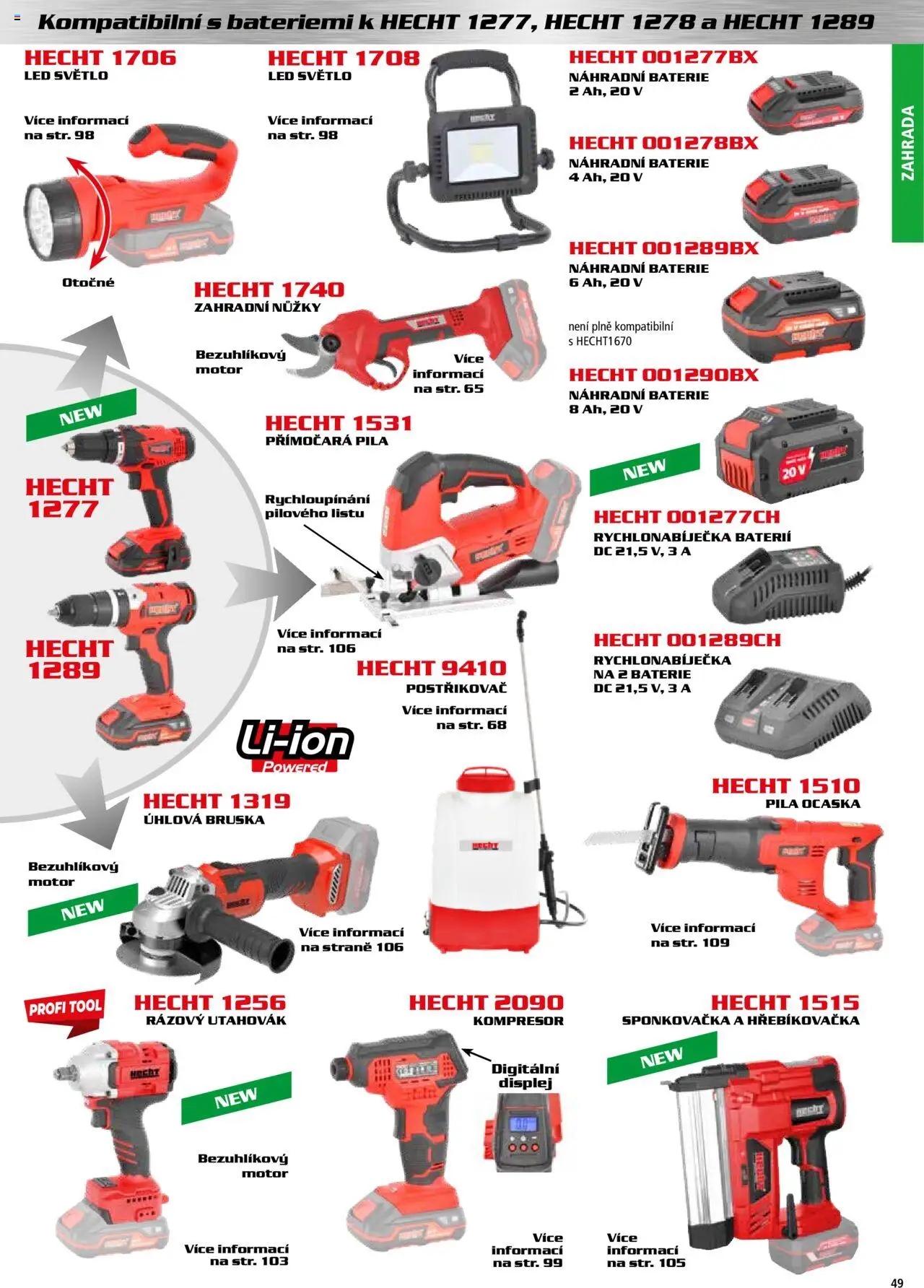 Hecht katalog - Podzim - zima 2025 od 01.09.2025 | Strana: 49 | Produkty: Nůžky, Přímočará pila, Úhlová bruska, LED světlo