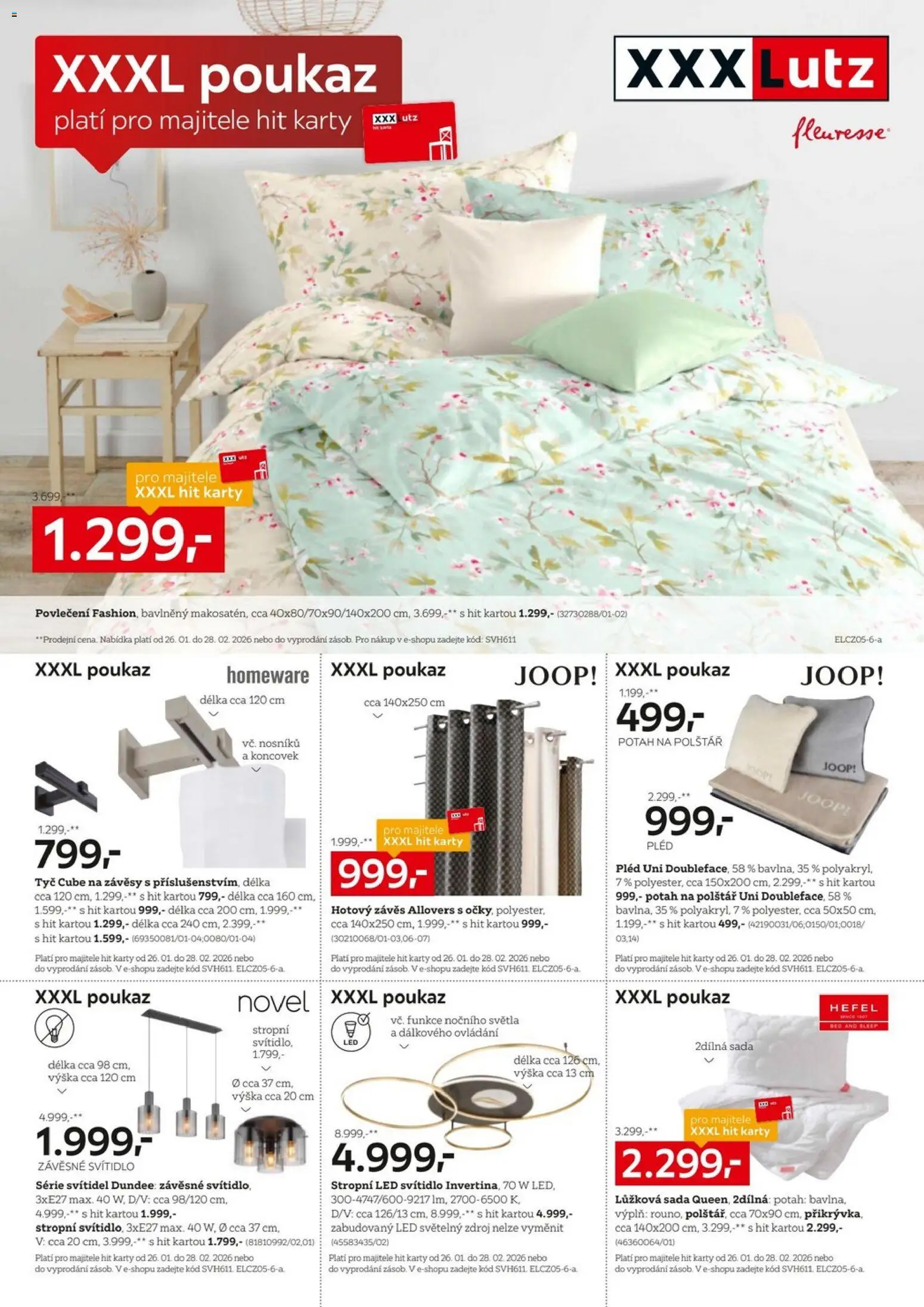 XXXLutz leták - Výhodné poukazy pro majitele HIT karty od 26.01.2026 | Strana: 5 | Produkty: Závěs, Povlečení, Karty, LED