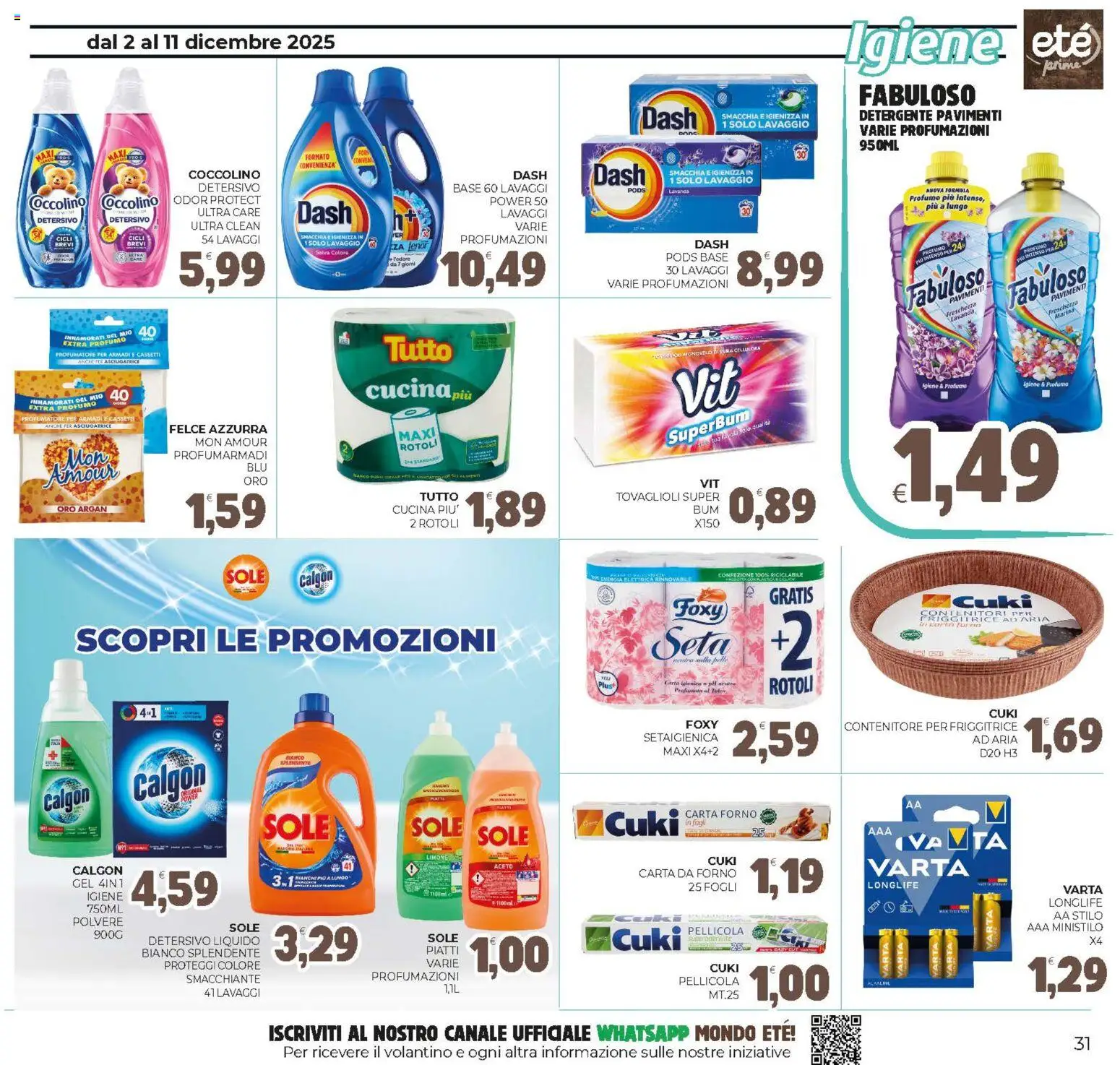 Volantino Eté del 02.12.2025 | Pagina: 31 | Prodotti: Detergente, Forno, Carta forno, Profumo