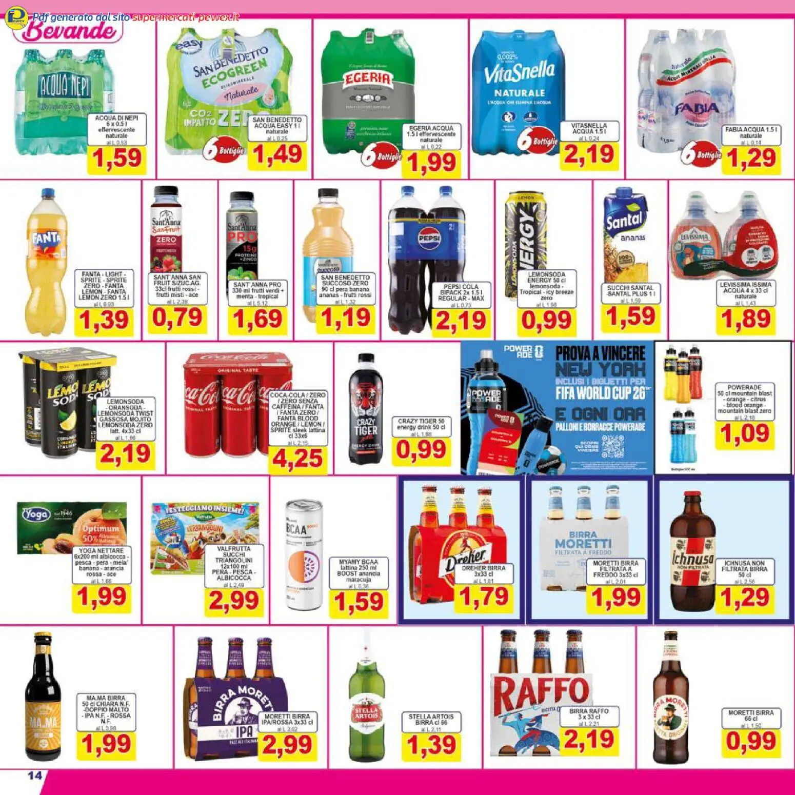 Volantino Pewex del 06.03.2026 | Pagina: 14 | Prodotti: Birra, Acqua, Pesca, Ananas
