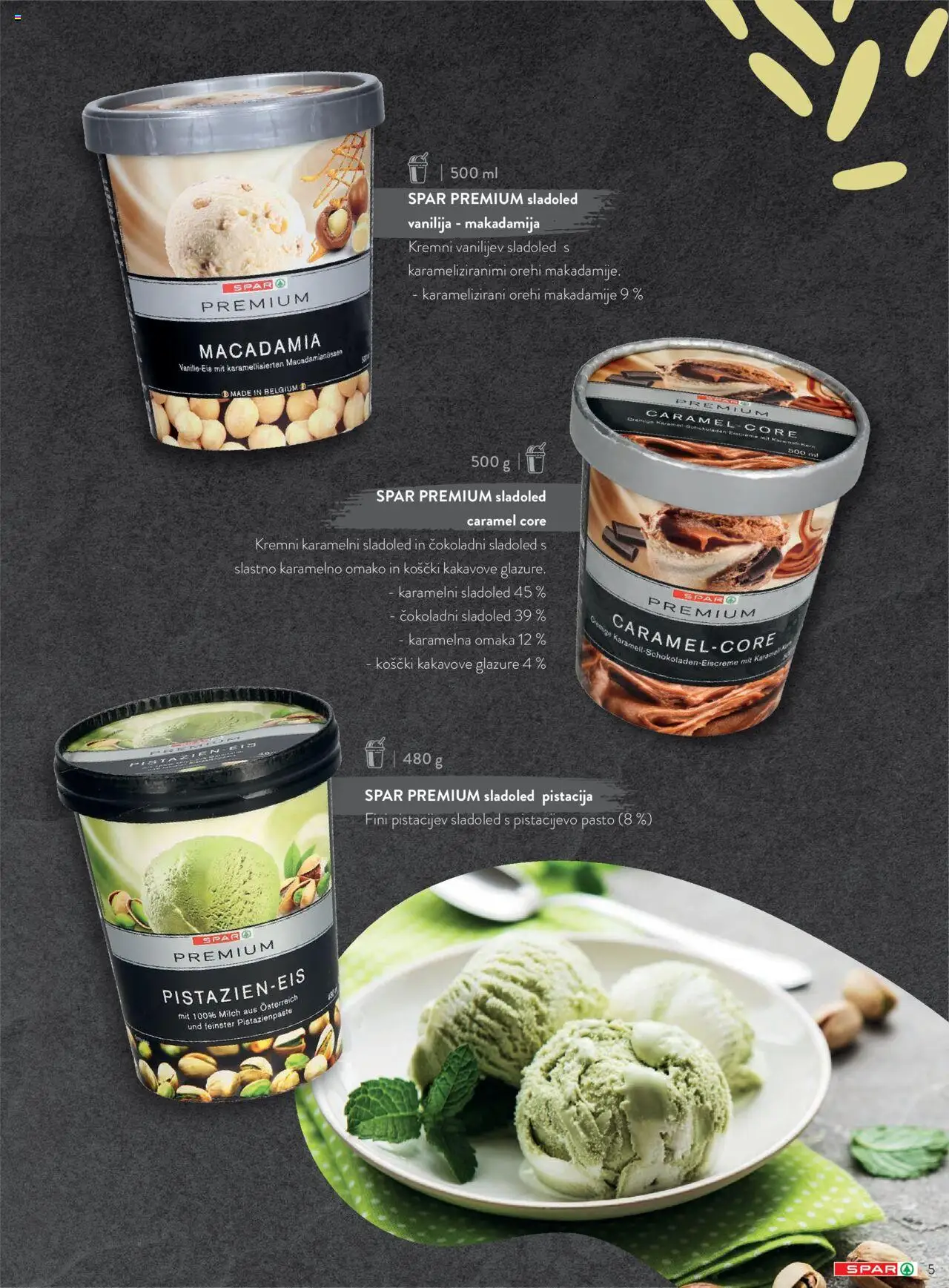 Novi Spar katalog ponudbe – veljaven od 14.04.2025 | Stran: 5 | Izdelki: Sladoled, Omaka
