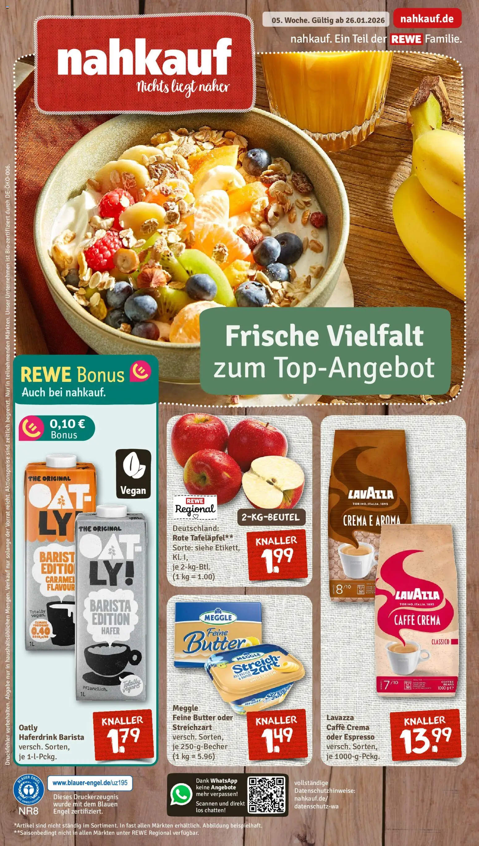 Nahkauf Prospekt – gültig ab 25.01.2026 | Seite: 1 | Produkte: Lavazza, Butter, Haferdrink, Oatly