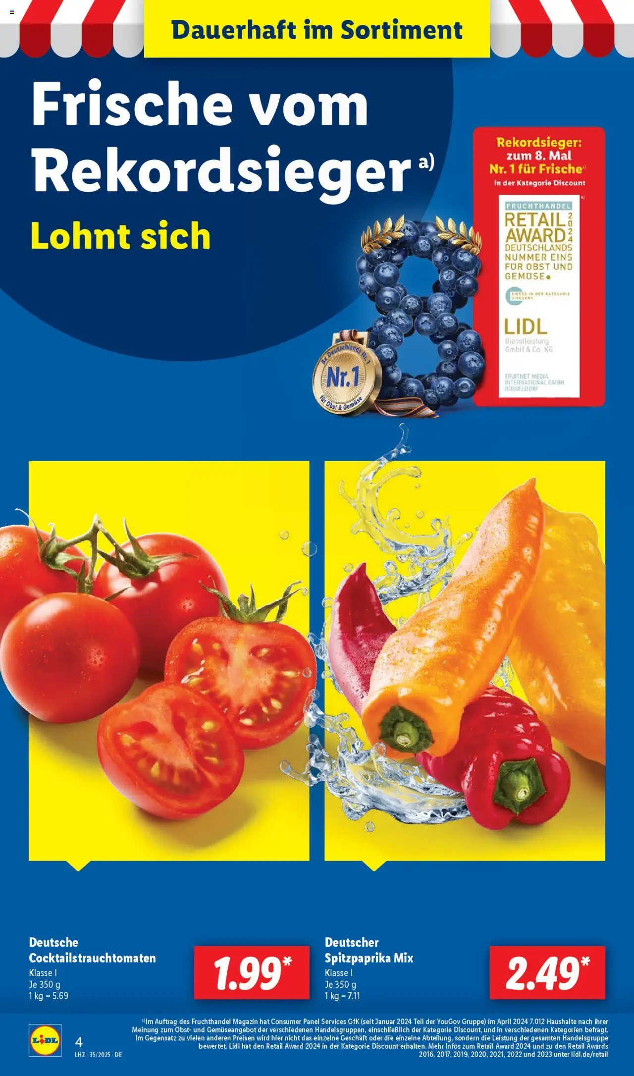 Lidl Prospekt Gladenbach - gültig ab dem 25.08.2025 | Seite: 4 | Produkte: Gemüse, Obst